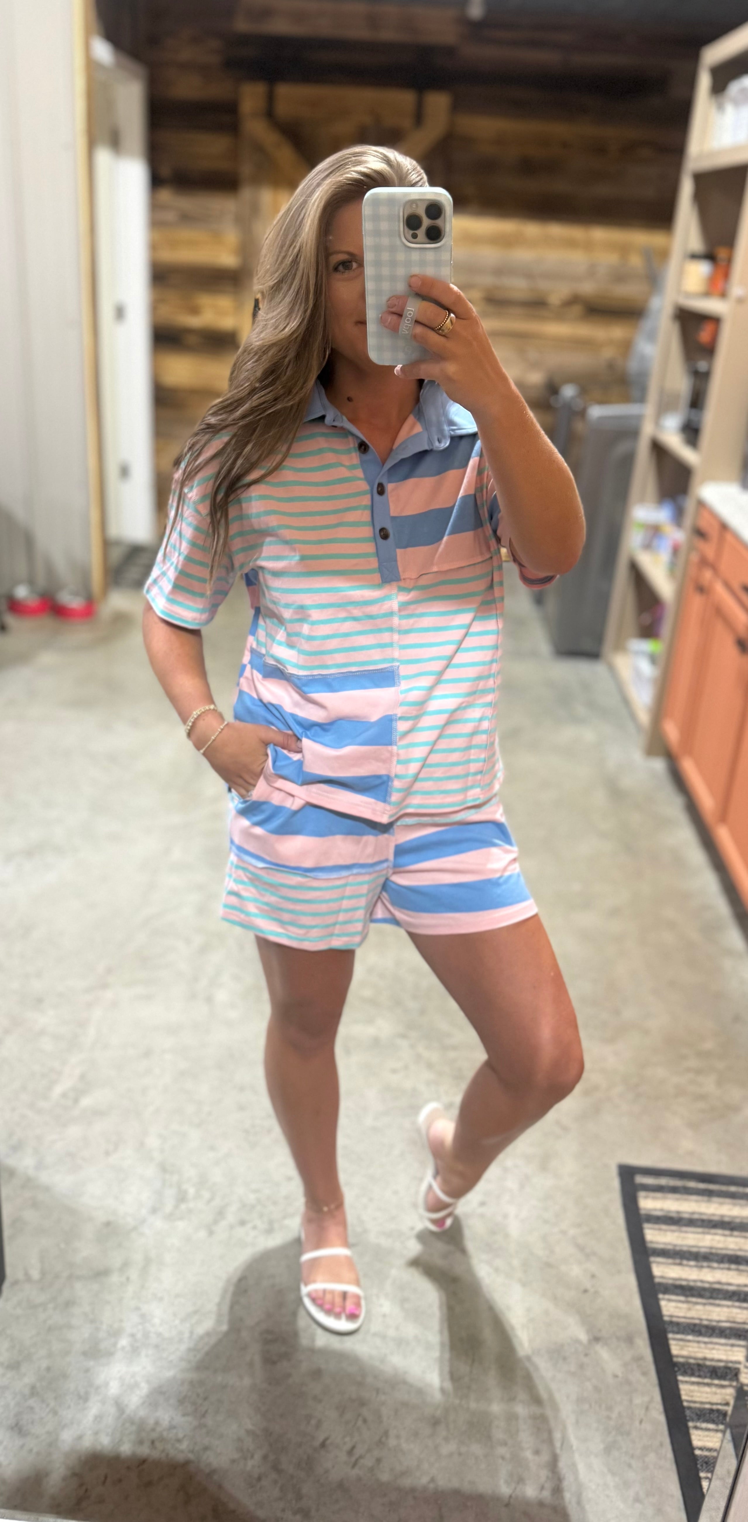 Pink/Blue/Turq Striped Set