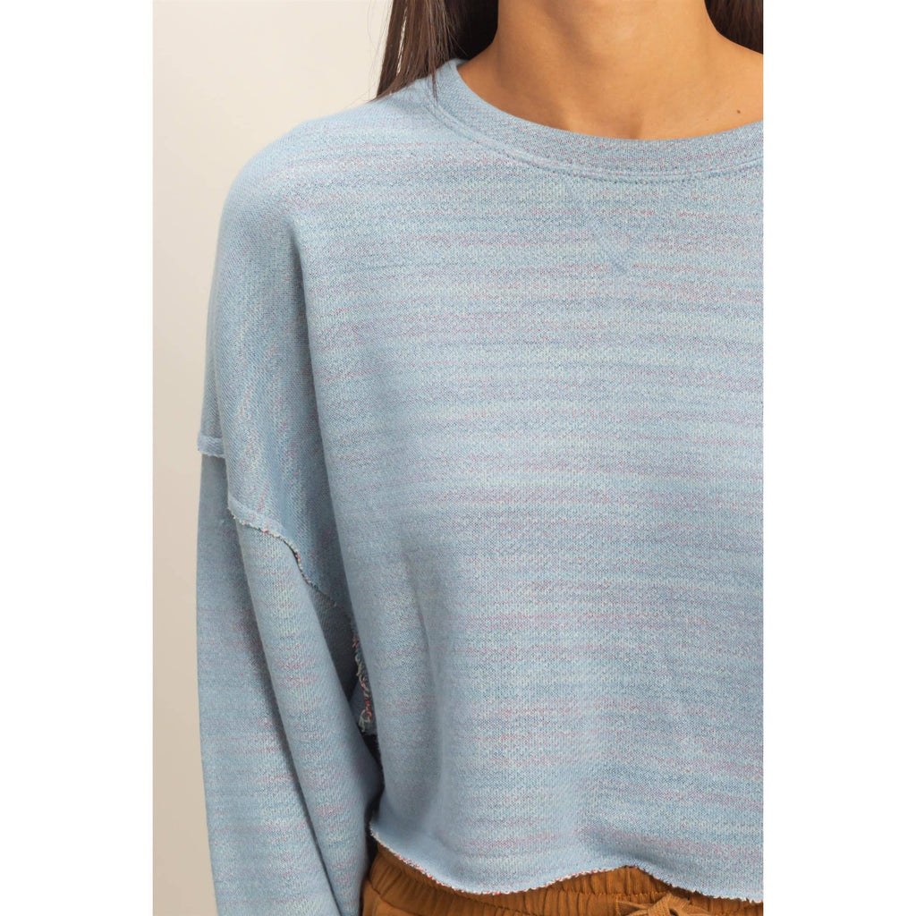 Drop-Shoulder Dusty Blue Top