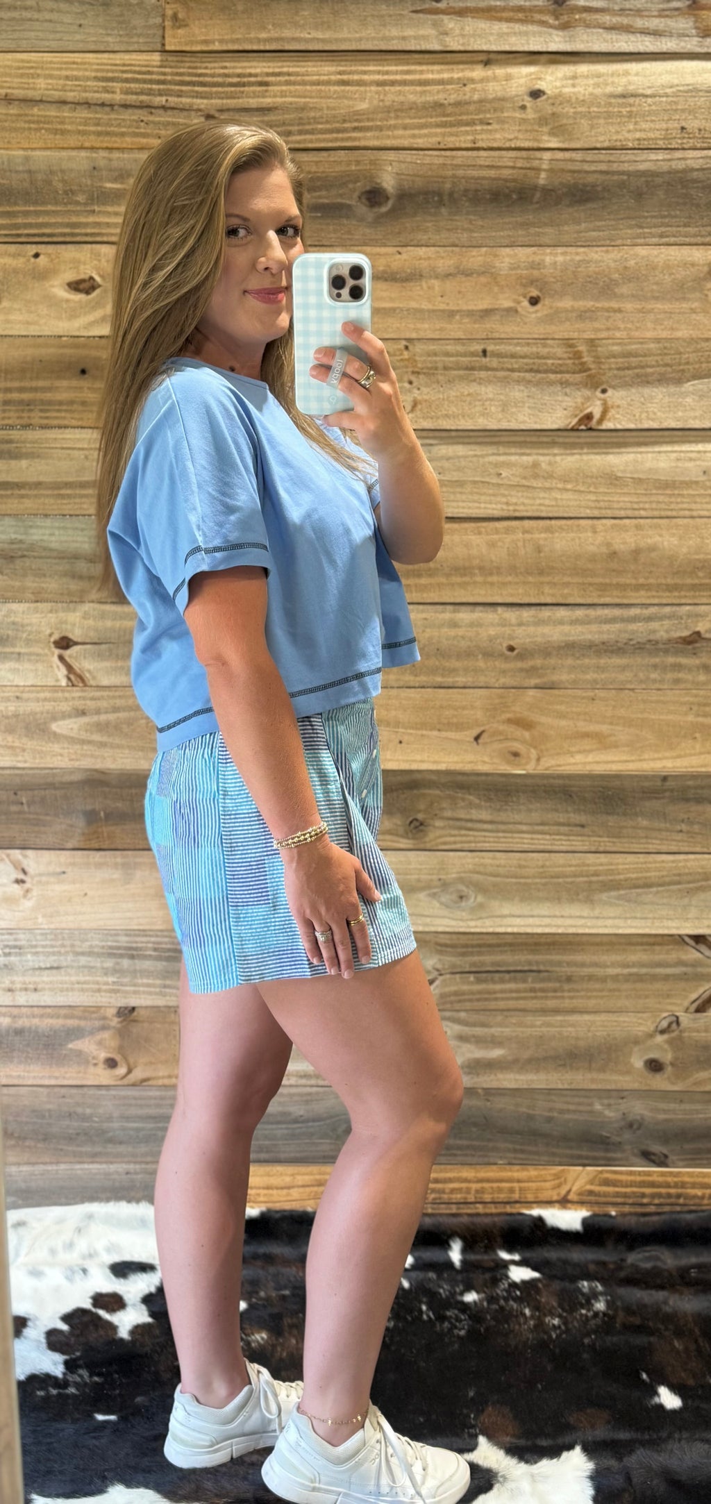 Stitch Detail Top: BLUE
