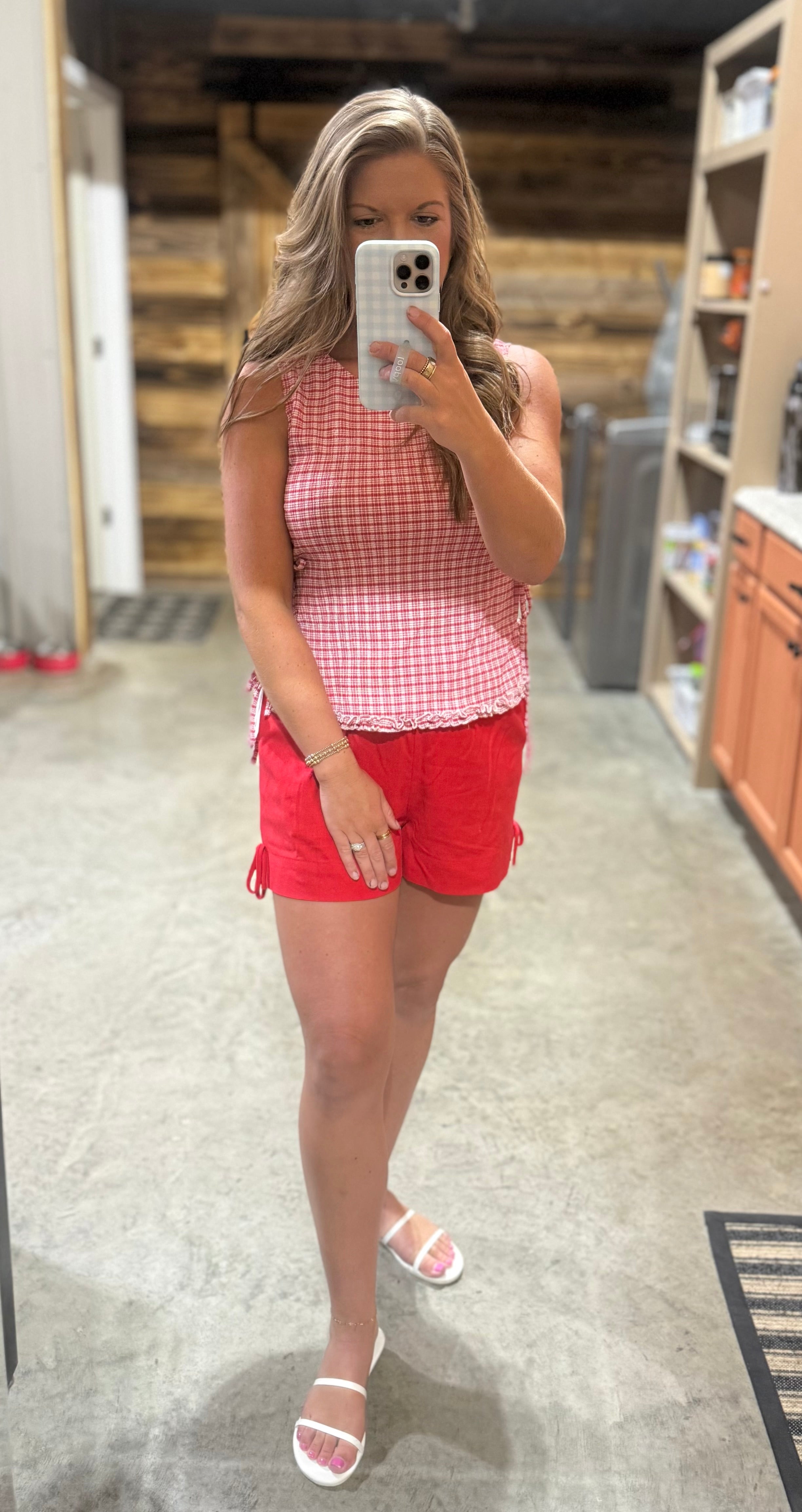 Red Side Tie Shorts
