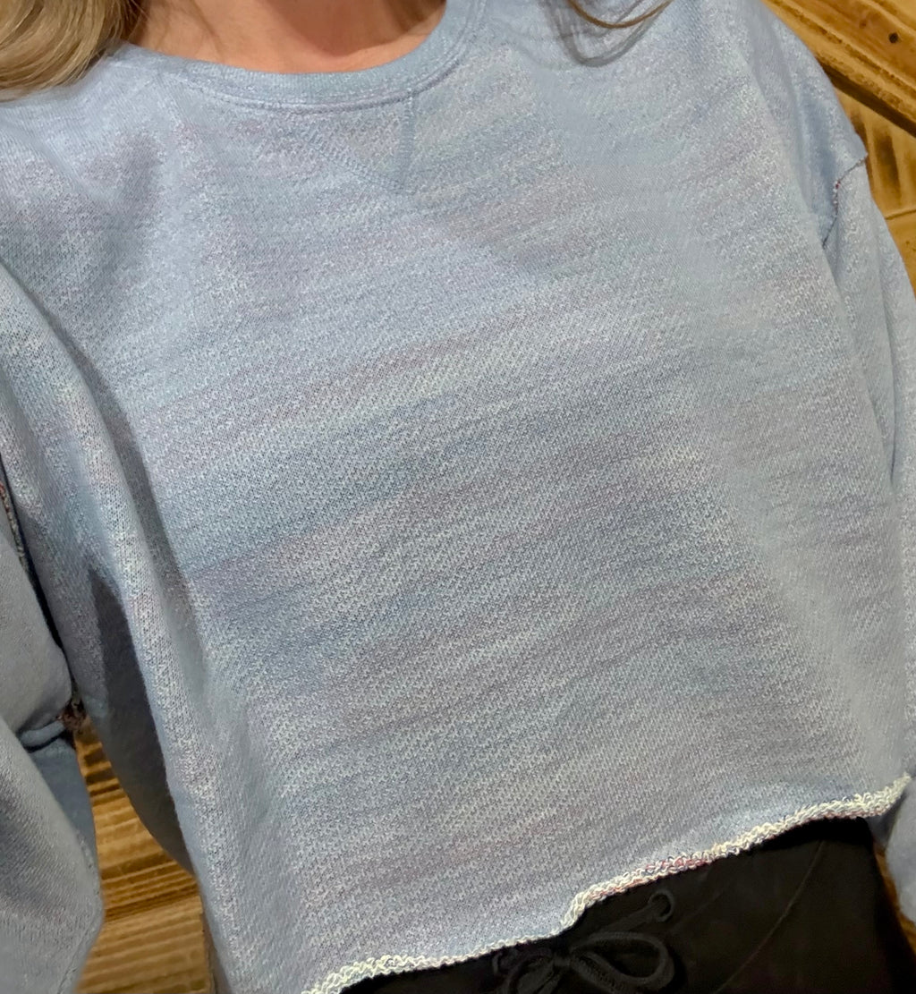 Drop-Shoulder Dusty Blue Top