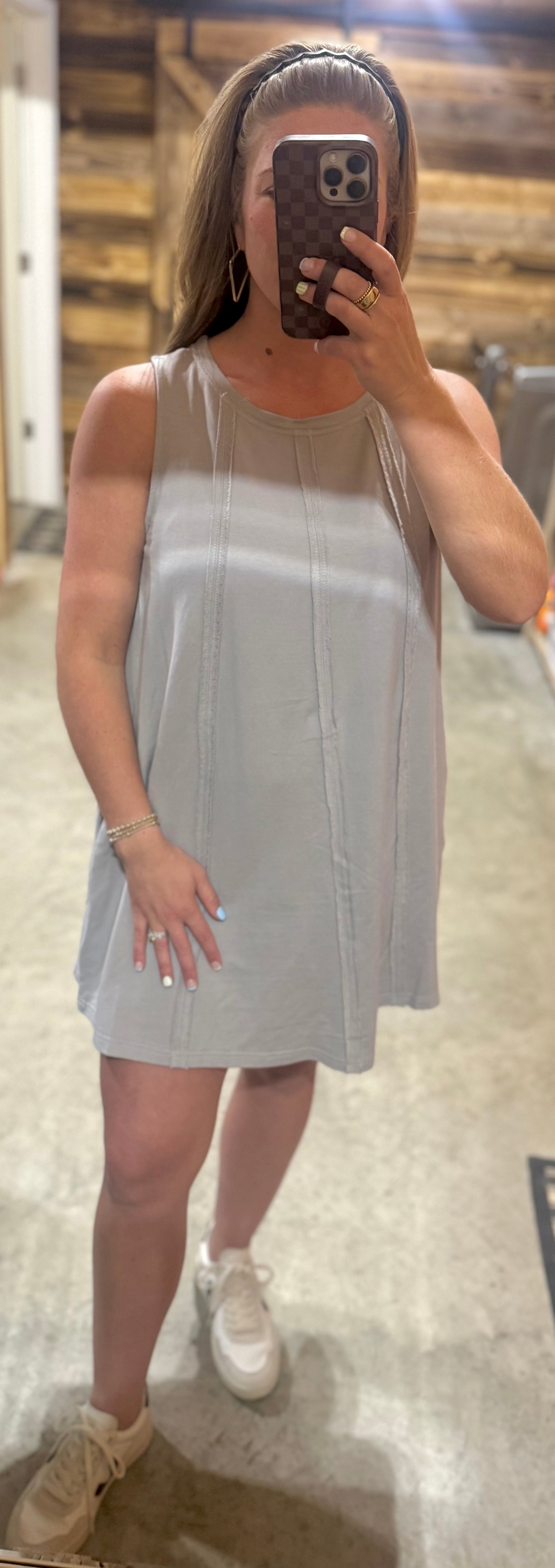 Grey Reverse Fray Dress