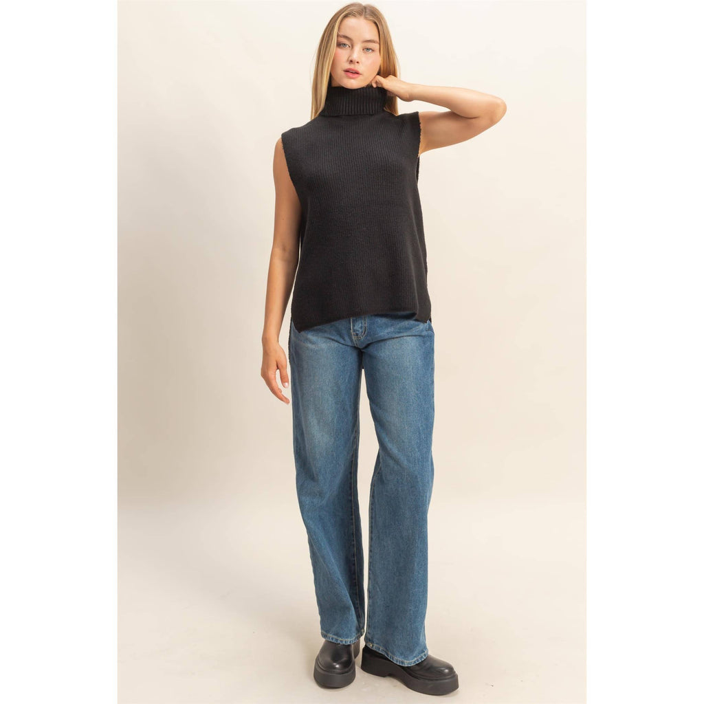 Sleeveless Turtleneck Sweater Vest