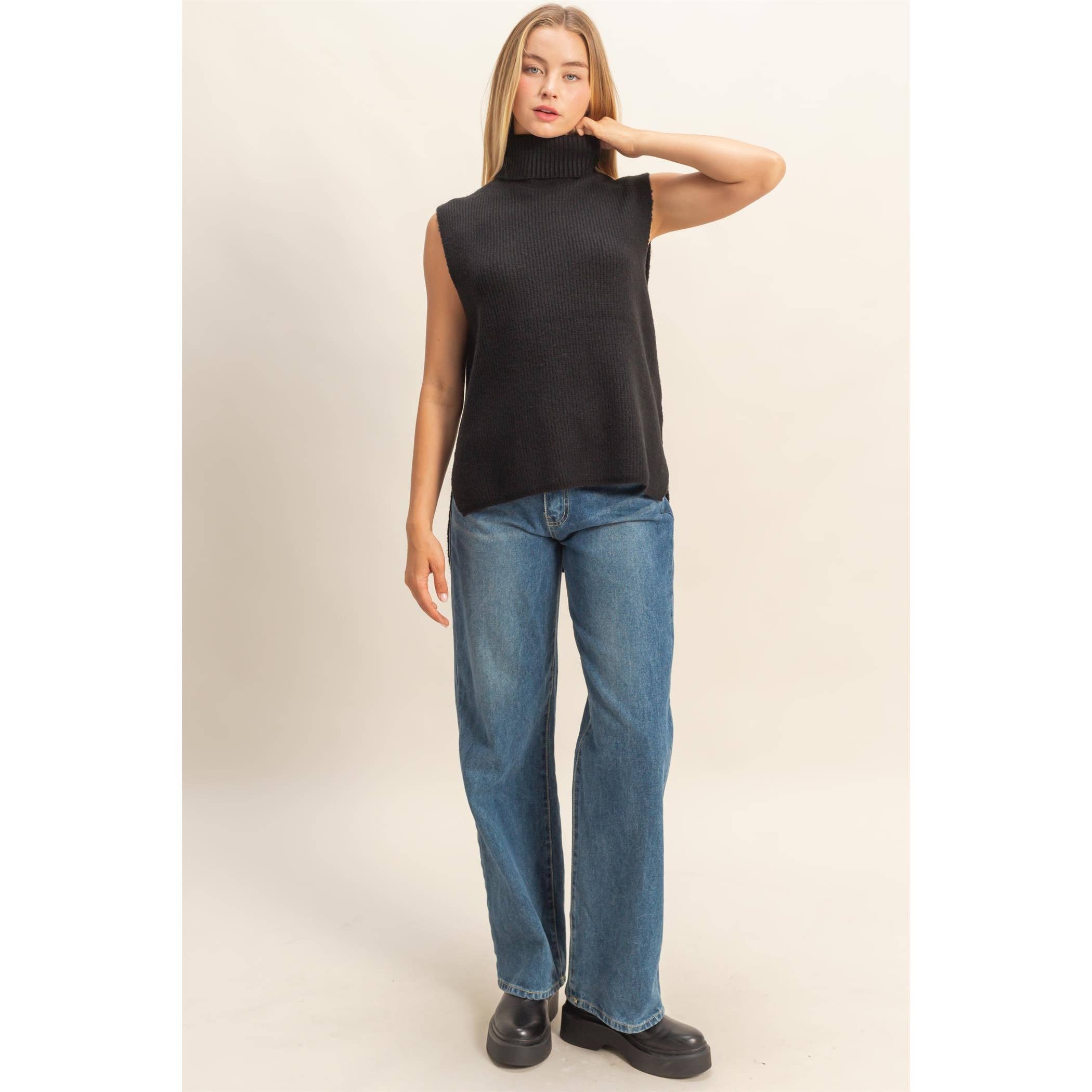 Sleeveless Turtleneck Sweater Vest