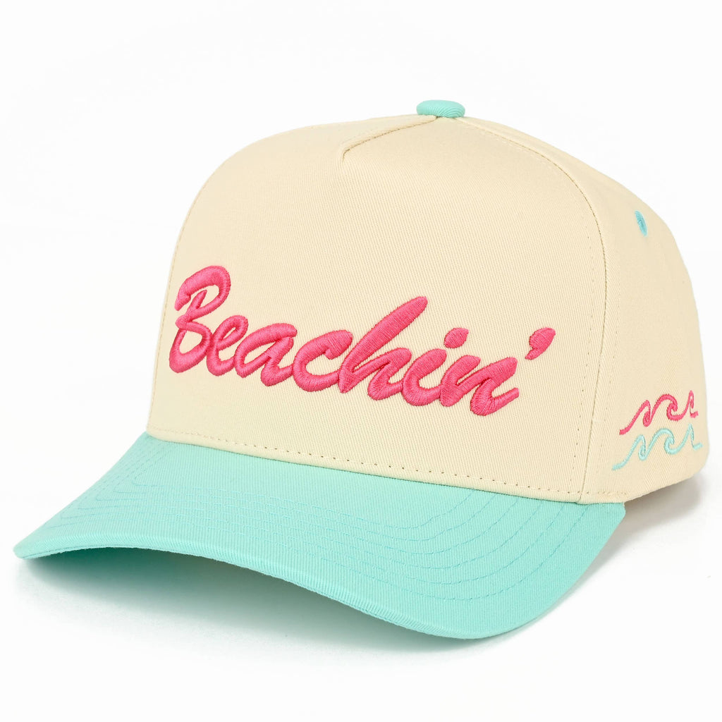 C.C BEACHIN' Letter Embroidered on Two Tone Trucker Hat: Mint