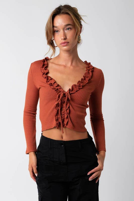 Cameron Cardi Top: Caramel Cafe / M