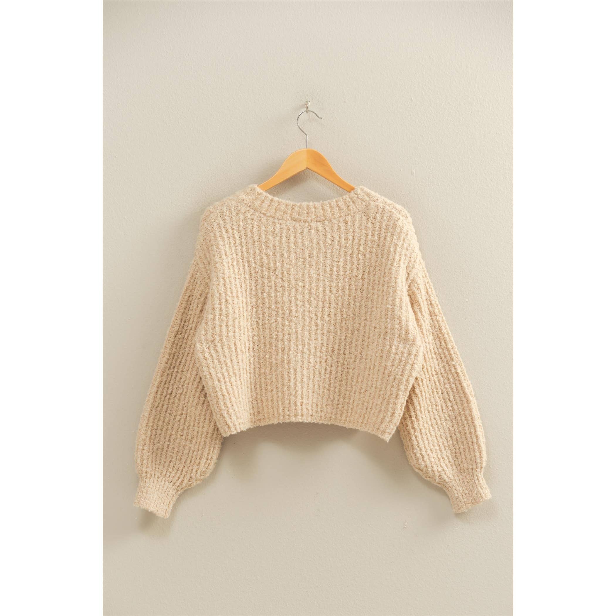 Fluffy Knit Button-Up Sweater