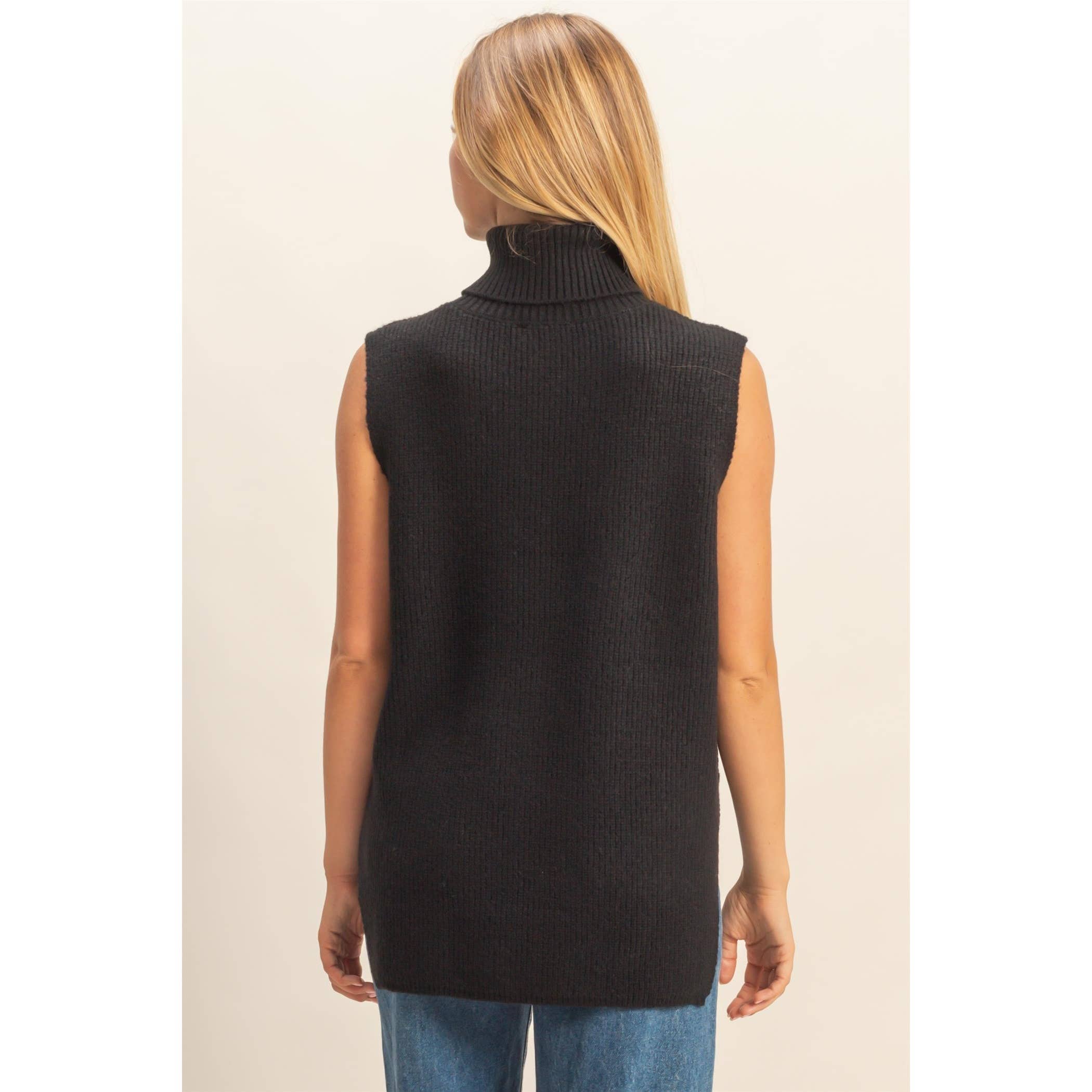 Sleeveless Turtleneck Sweater Vest