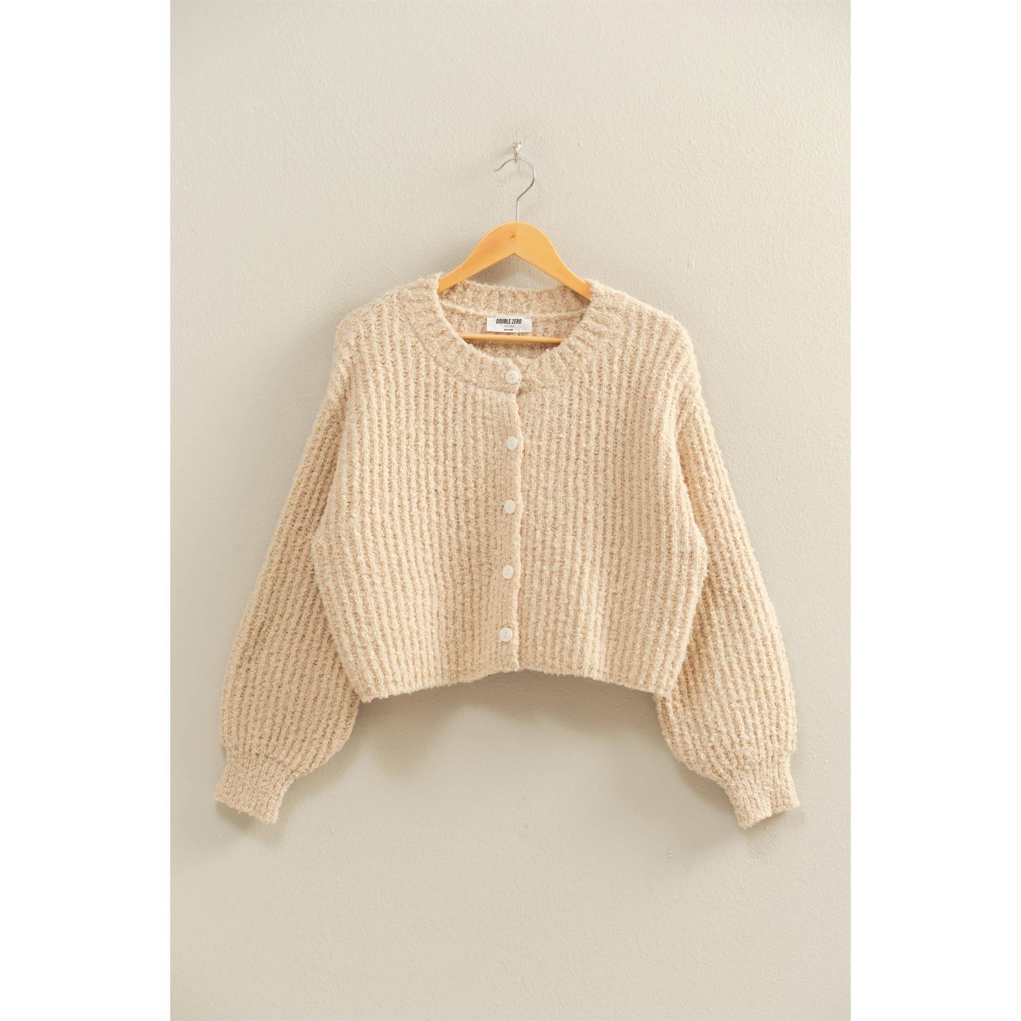 Fluffy Knit Button-Up Sweater