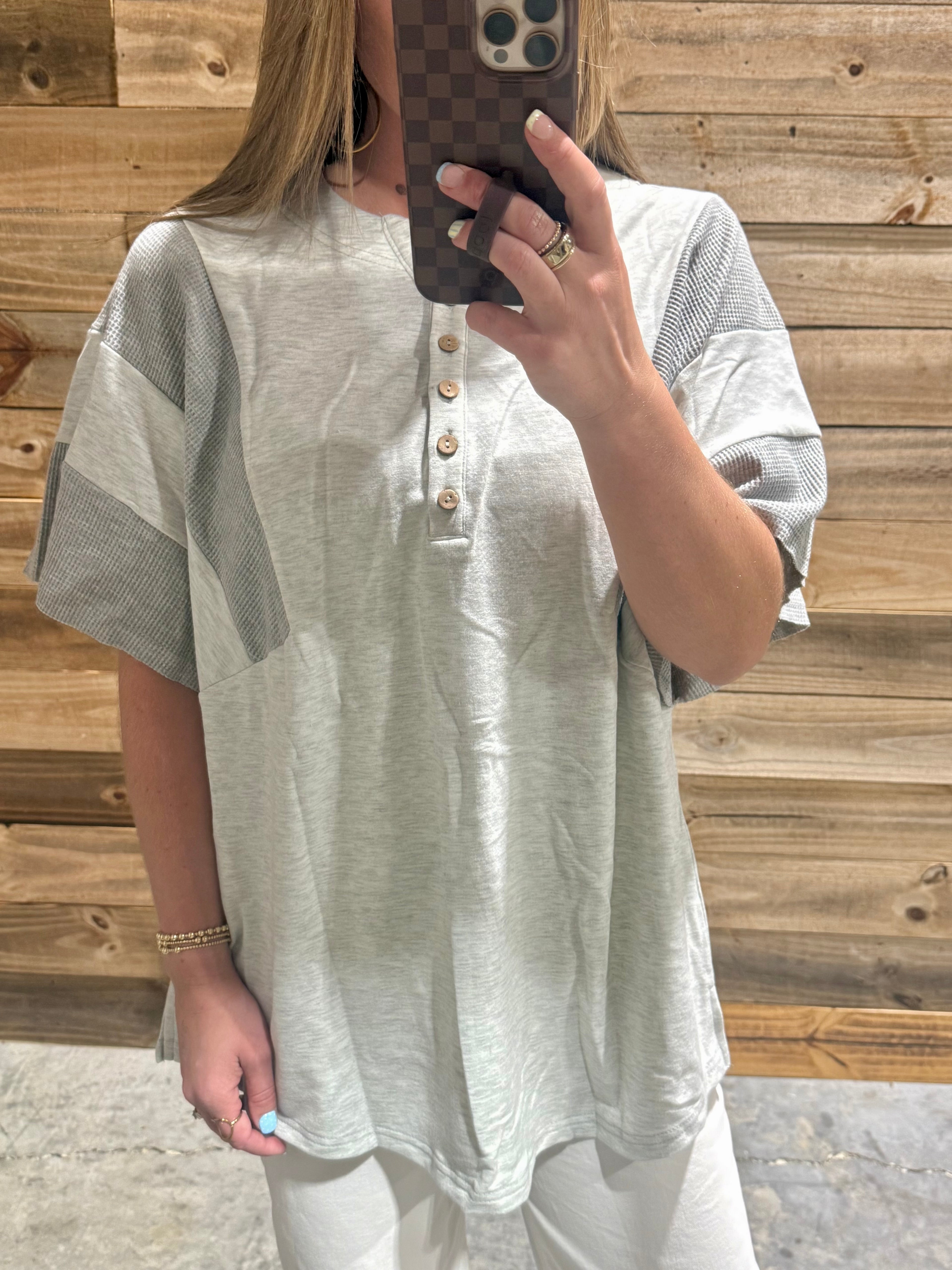 Grey Butterfly Sleeve Top