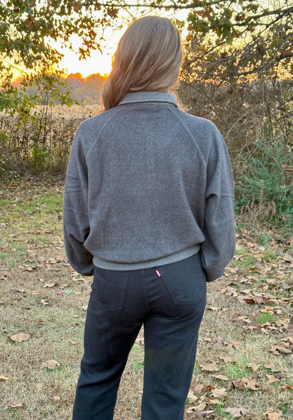 Charcoal Half-Button Sweatshirt