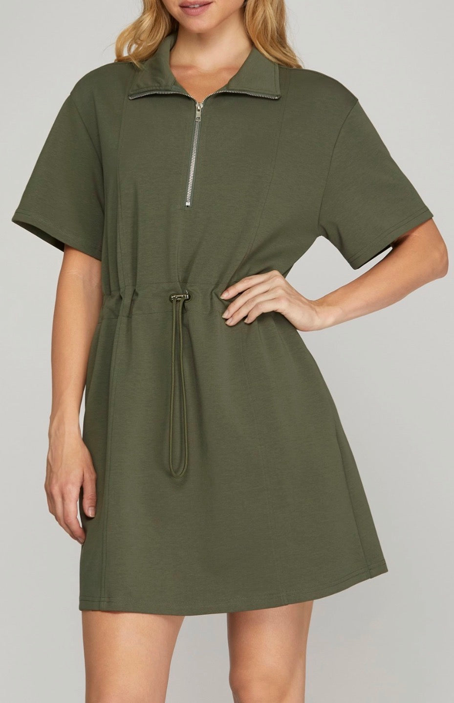 Olive Half Zip Dress