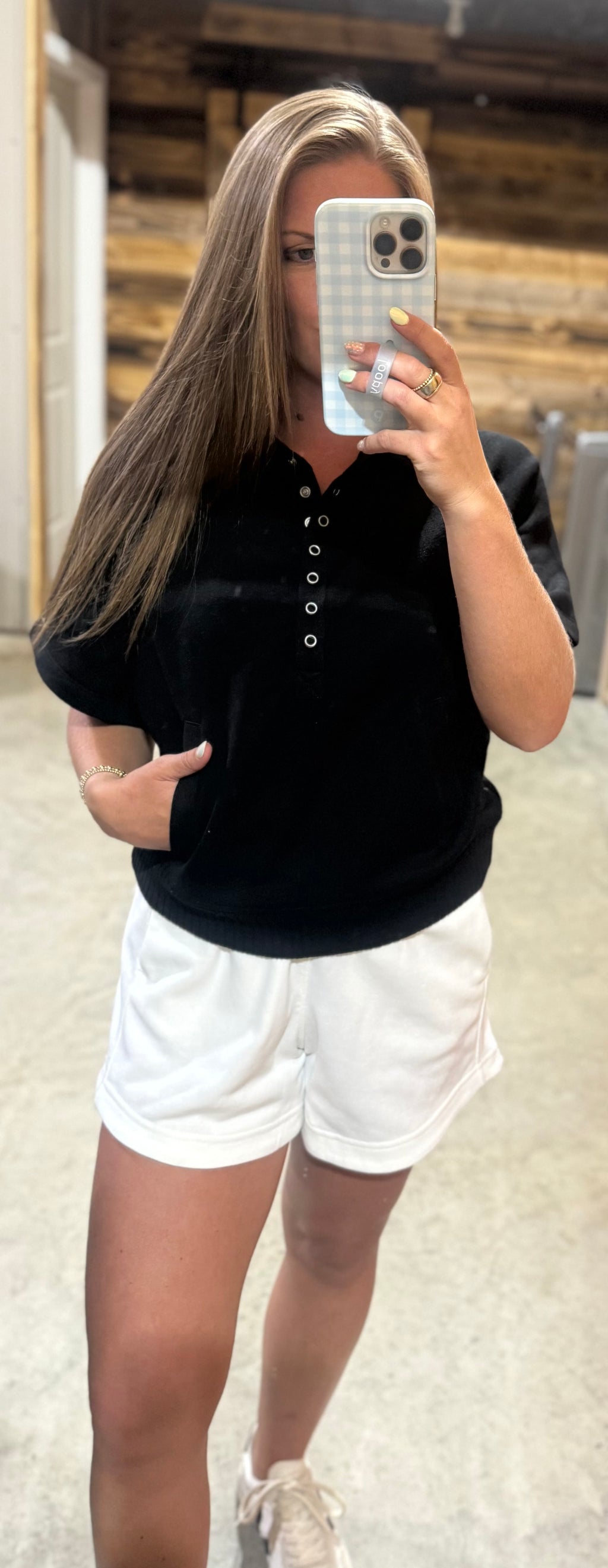 Black RM Button Top