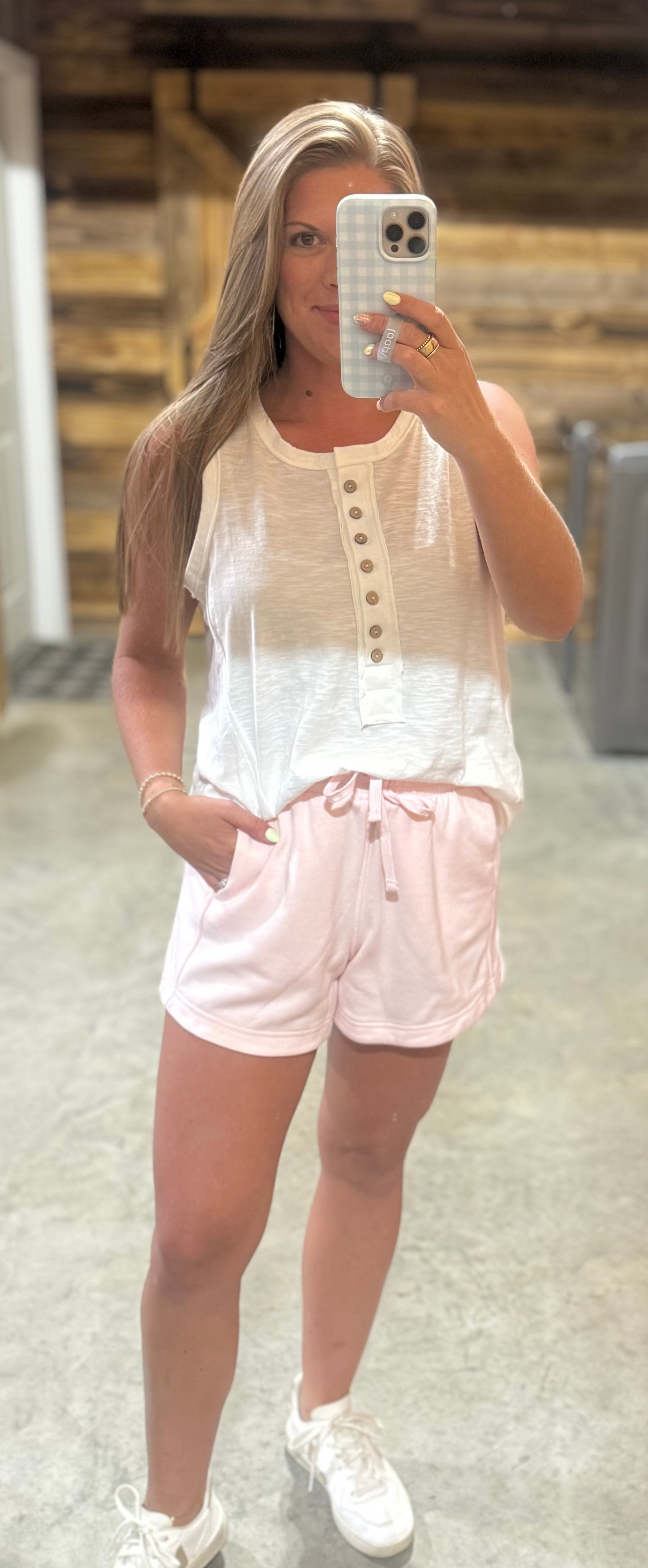 White Washed Button Top