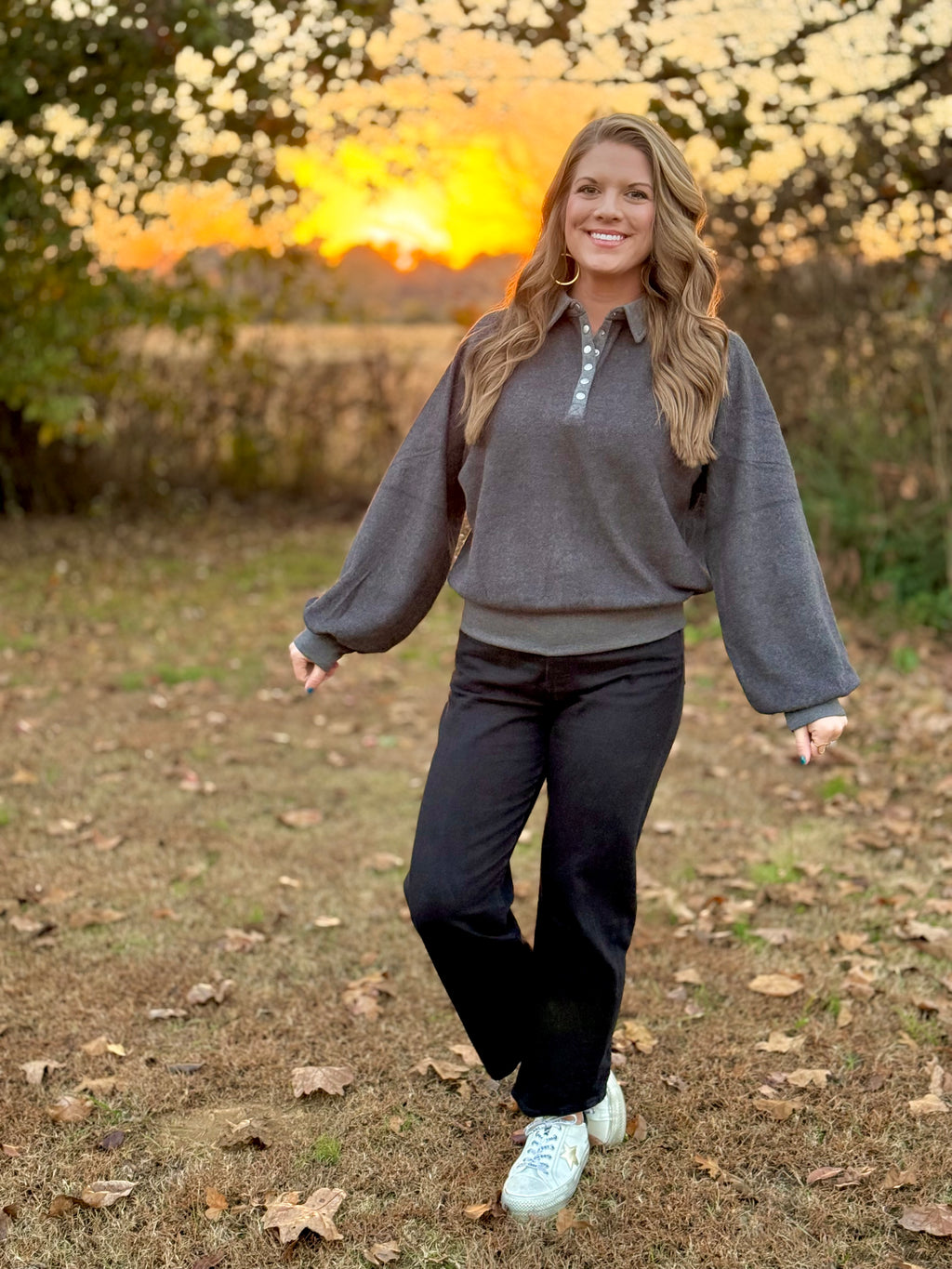 Charcoal Half-Button Sweatshirt