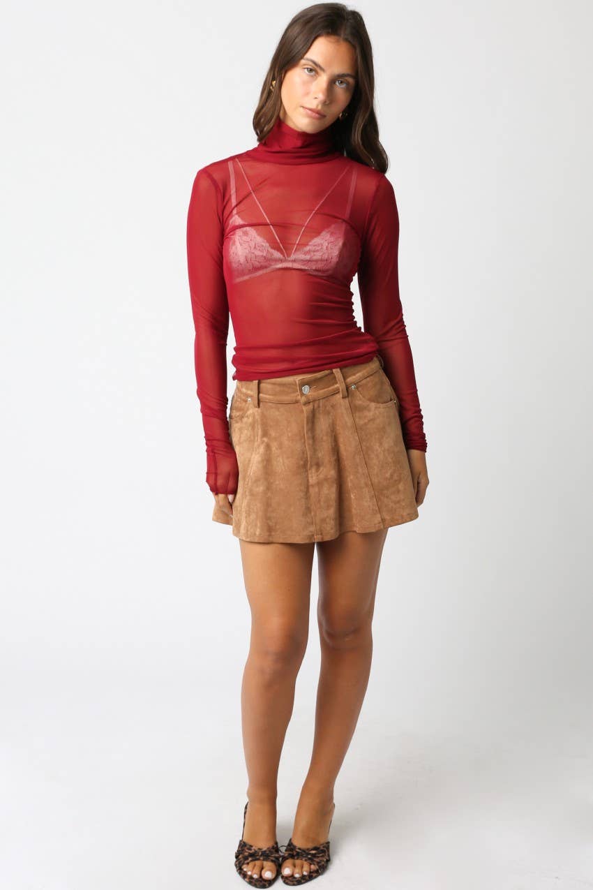 Burgundy Mesh Top