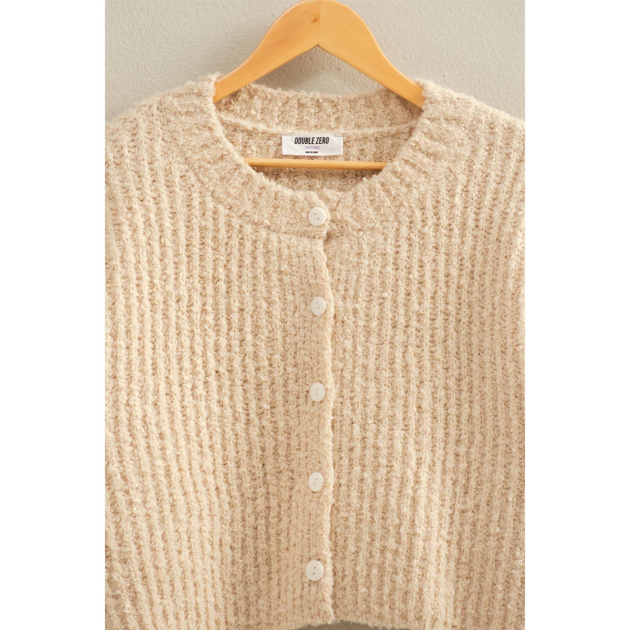 Fluffy Knit Button-Up Sweater