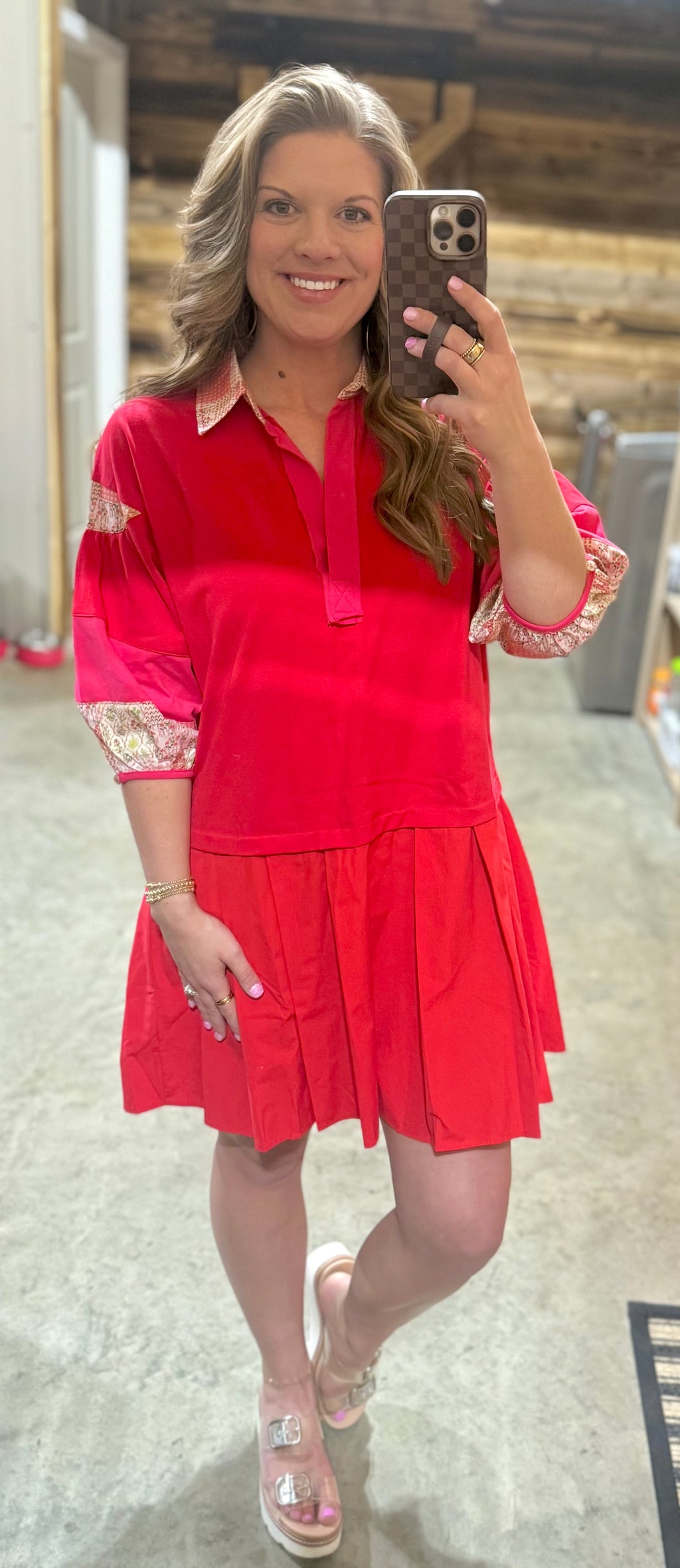 Red/Pink Mix Mini Dress