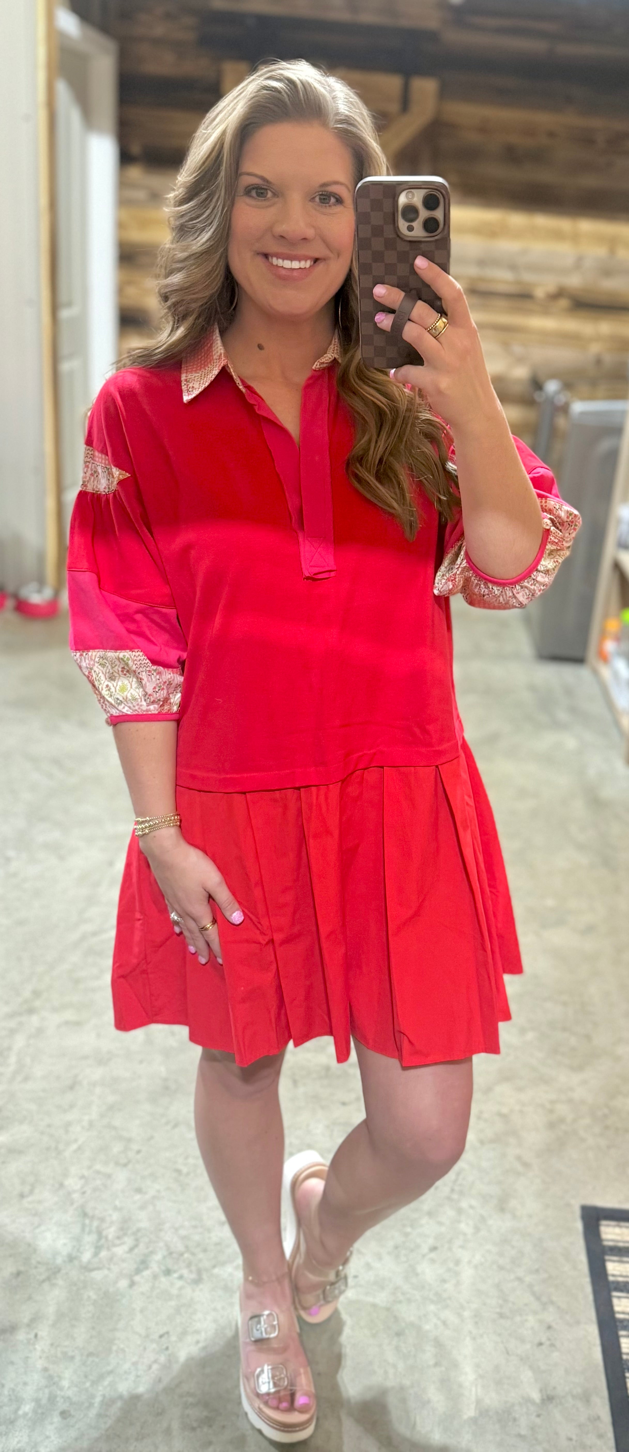 Red/Pink Mix Mini Dress