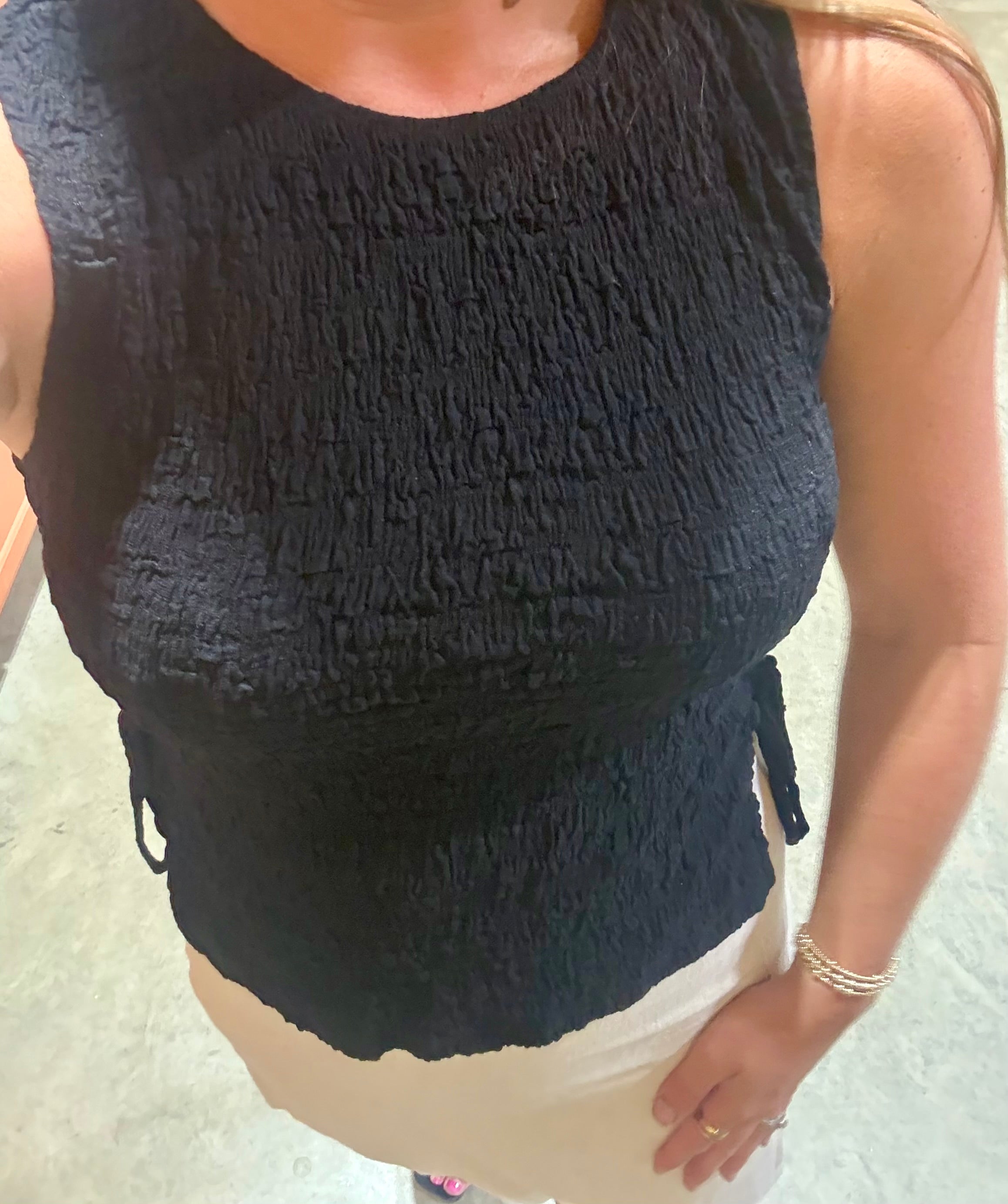 Black Side Tie Tank