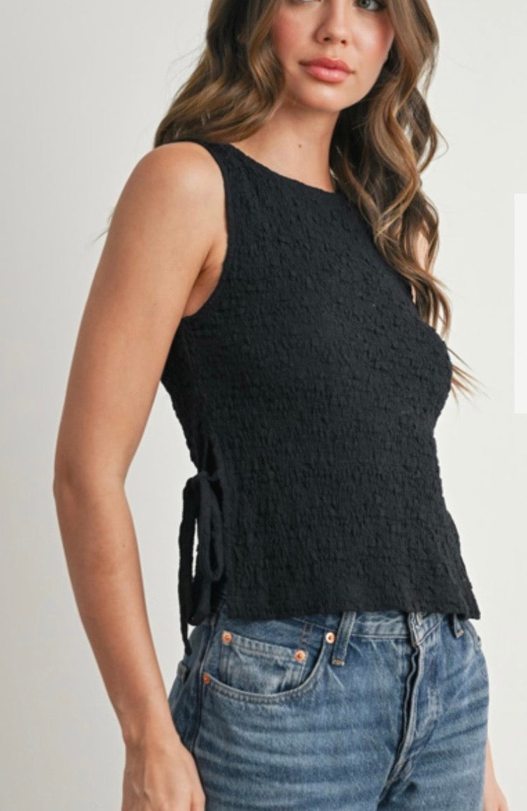 Black Side Tie Tank