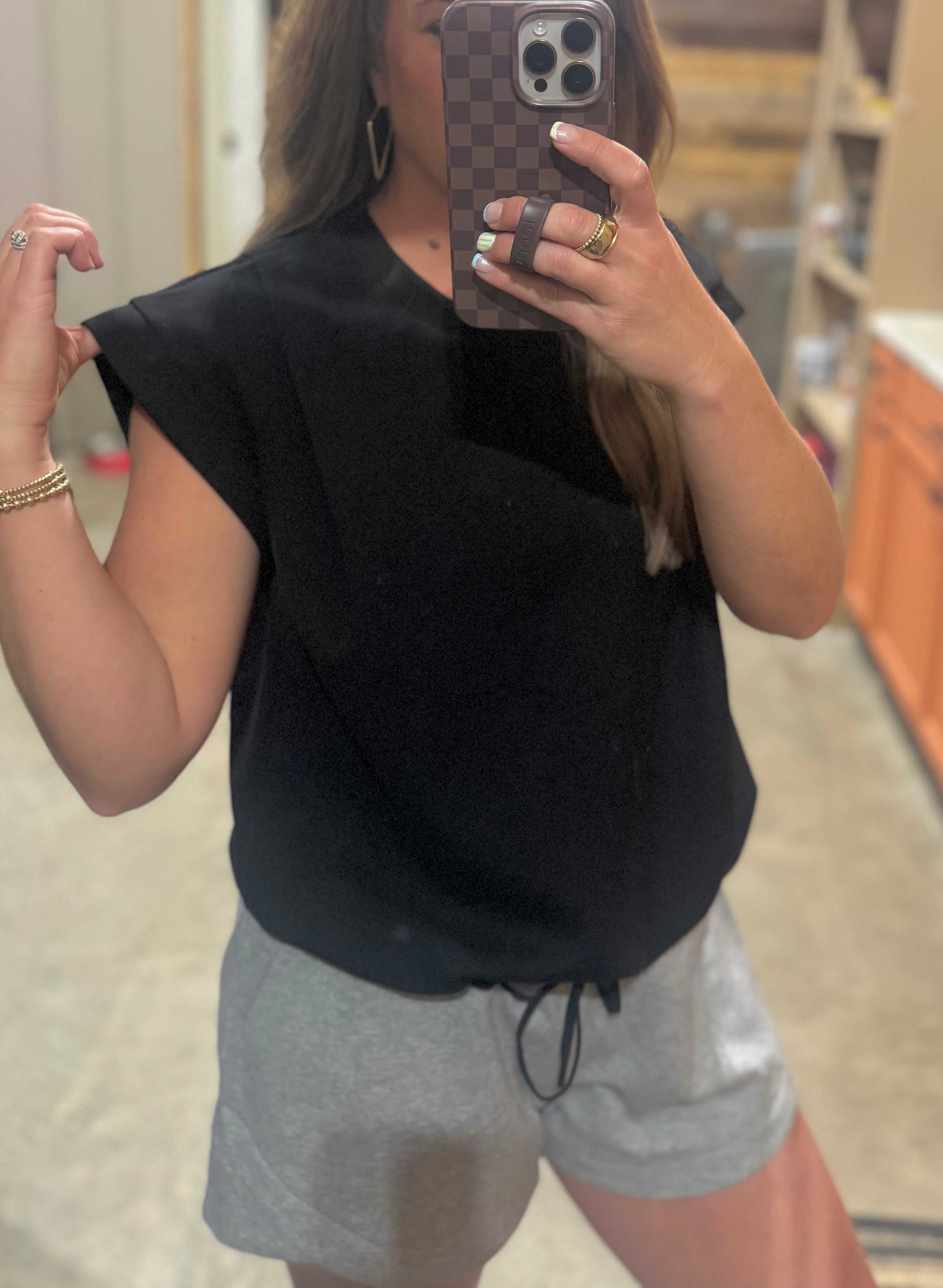 Black Luxeknit Tie Top