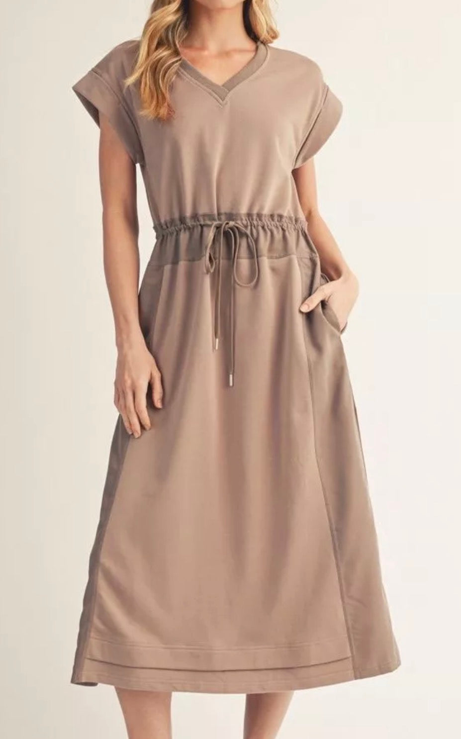 Brown Tie Midi Dress