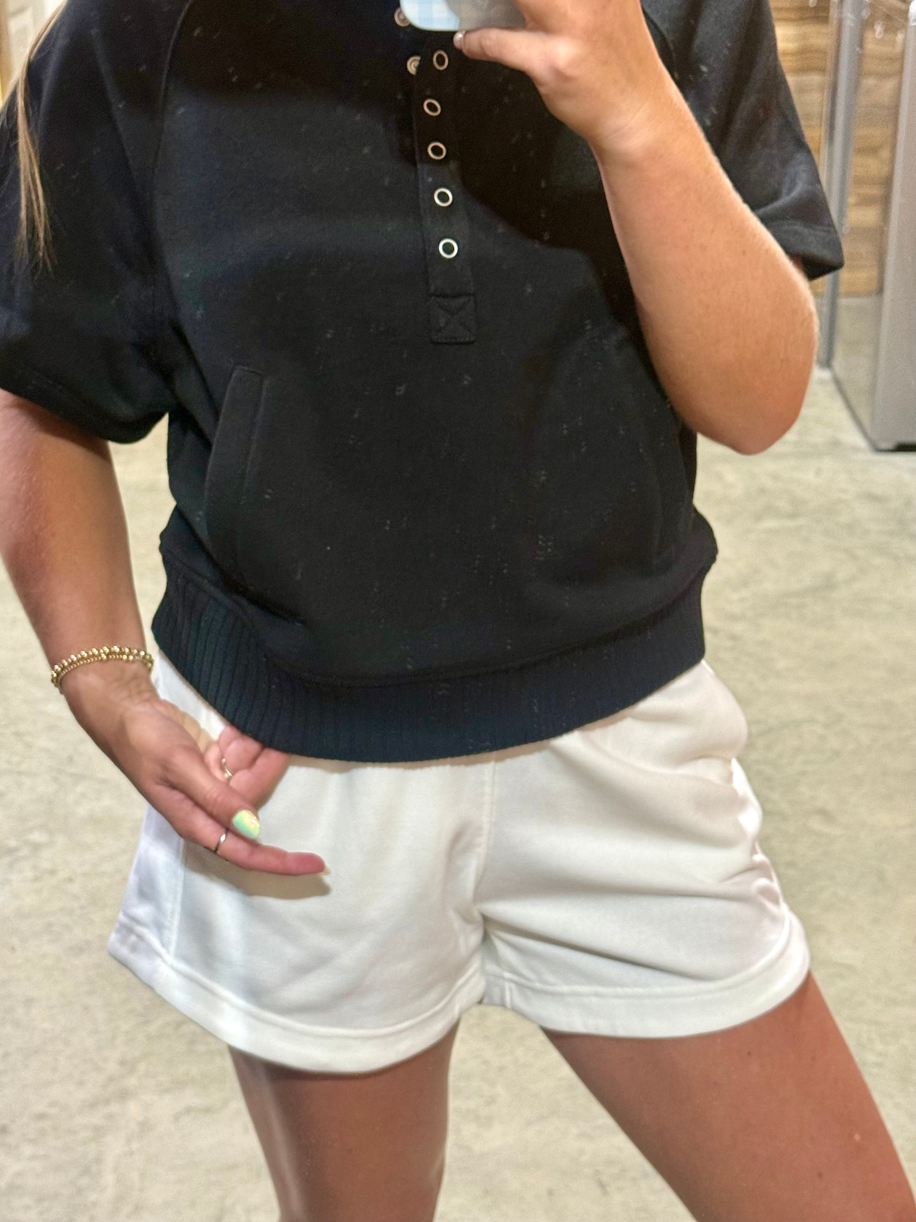 Black RM Button Top