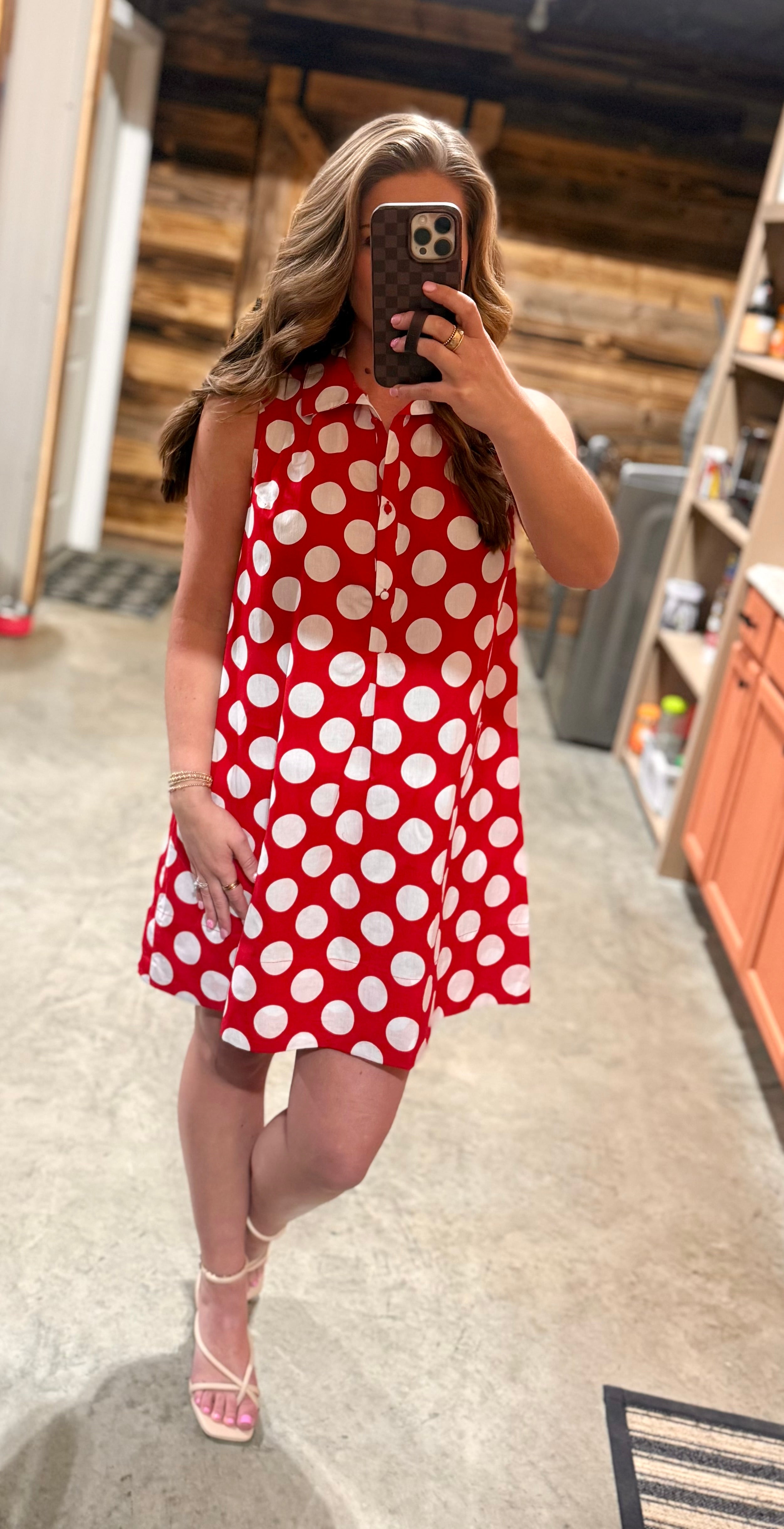 Red/White Polka Dot Mini Dress