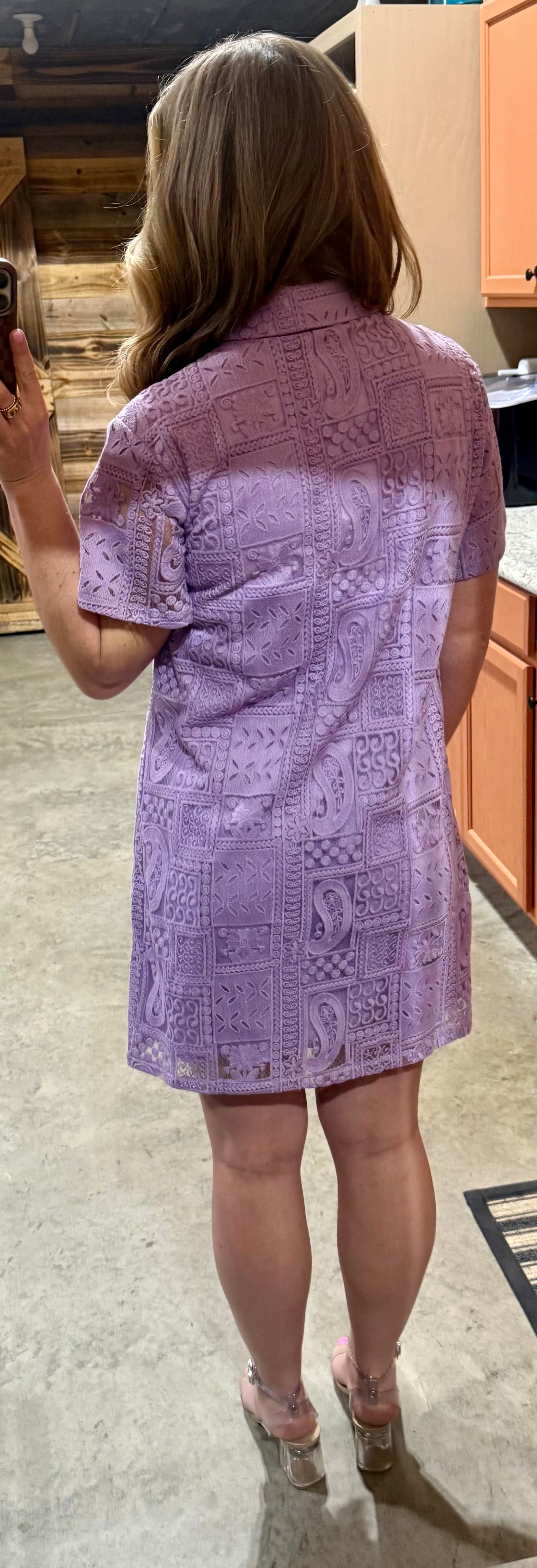 Lavender Mix Button Up Mini Dress