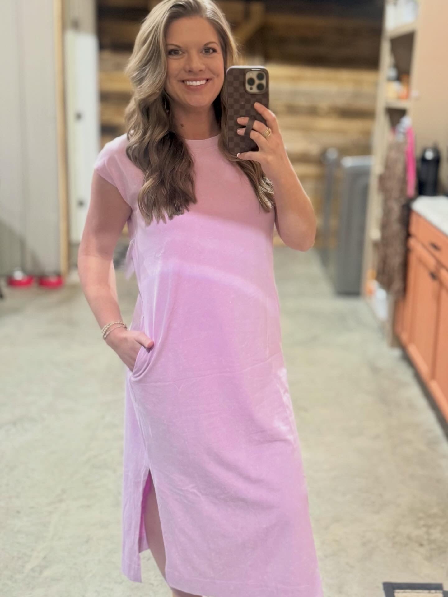 Pink Midi Pocket Dress