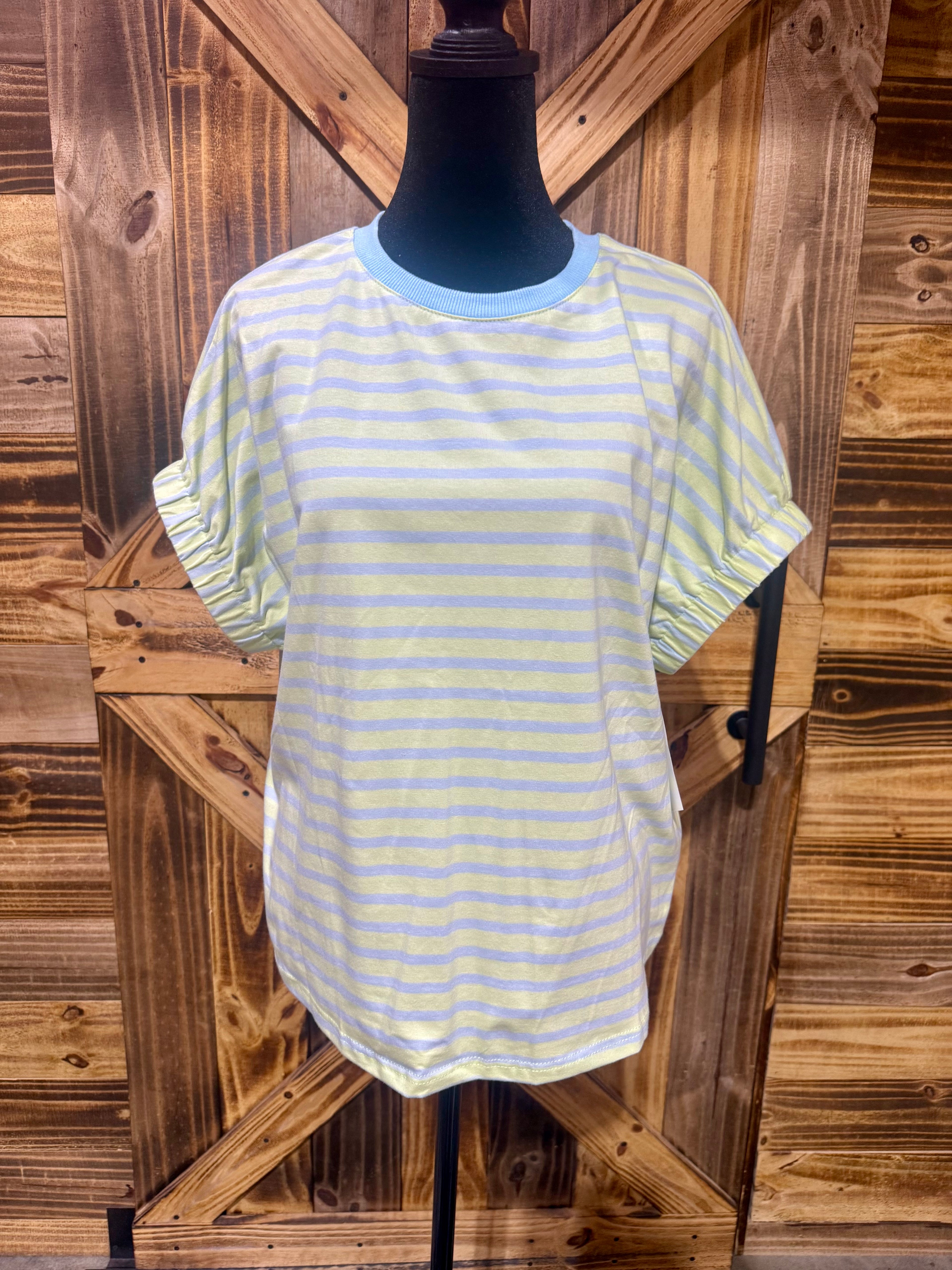 Blue/Green Striped Top