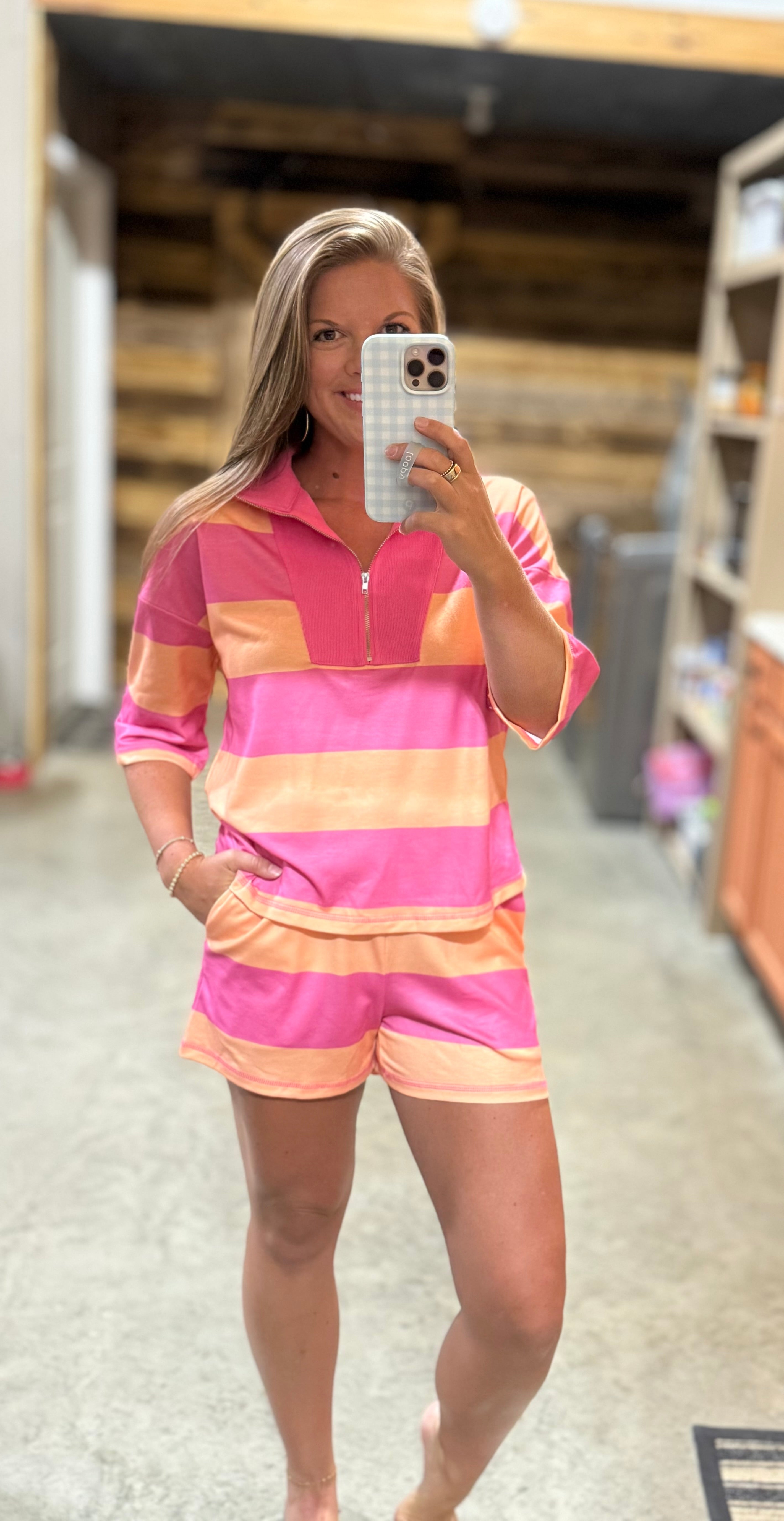 Pink/Orange Striped Set