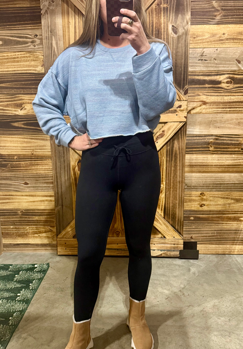 Drop-Shoulder Dusty Blue Top