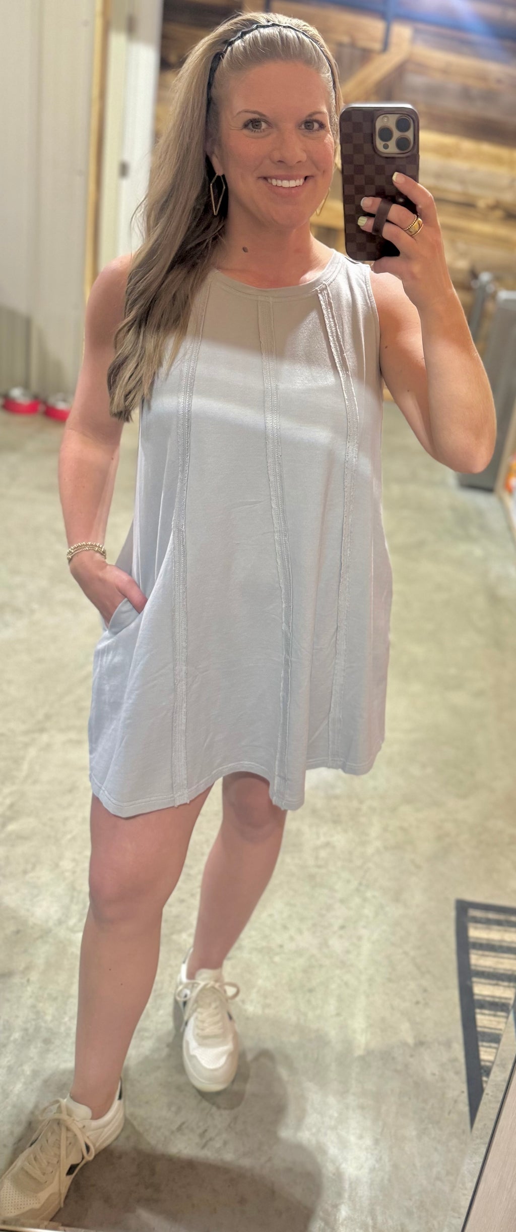 Grey Reverse Fray Dress