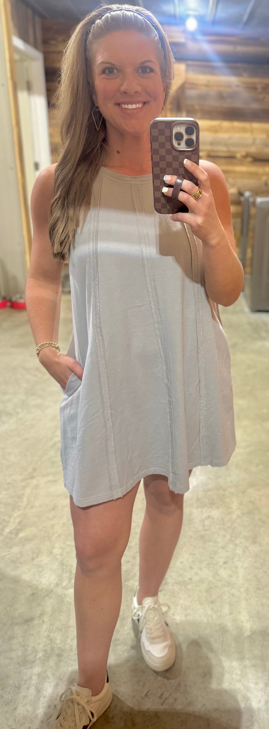 Grey Reverse Fray Dress