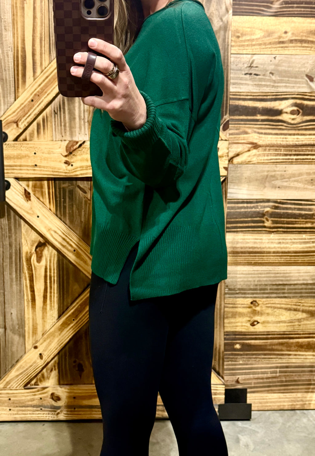 Dark Green Exposed Seam Sweater