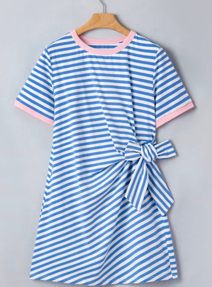 Blue/White/Pink Striped Dress
