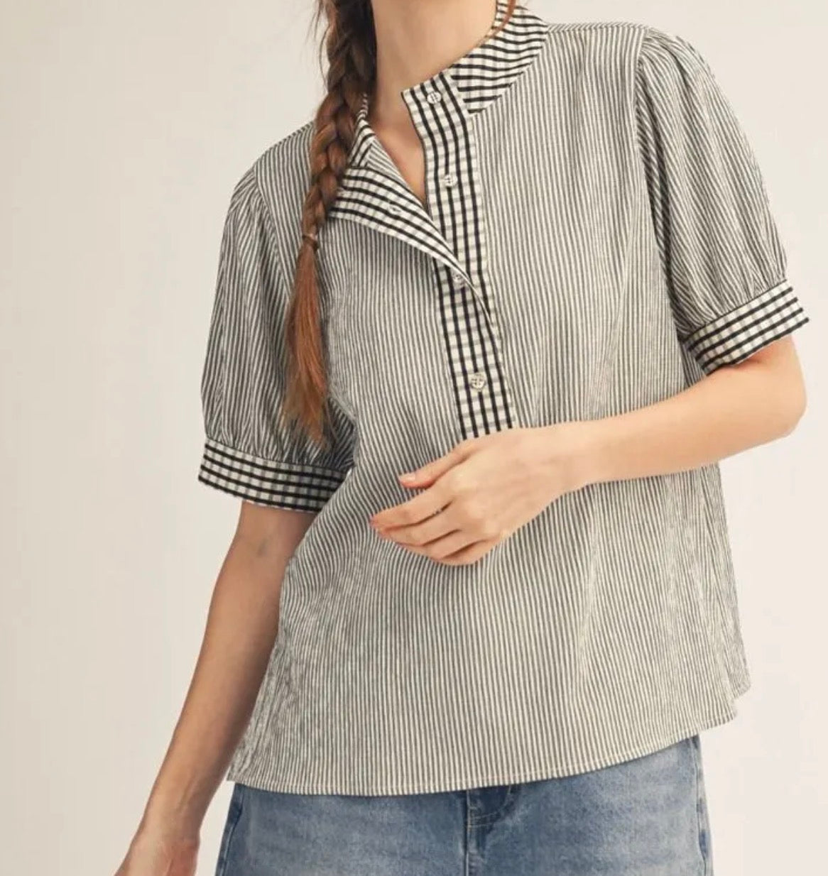 Black Gingham Top