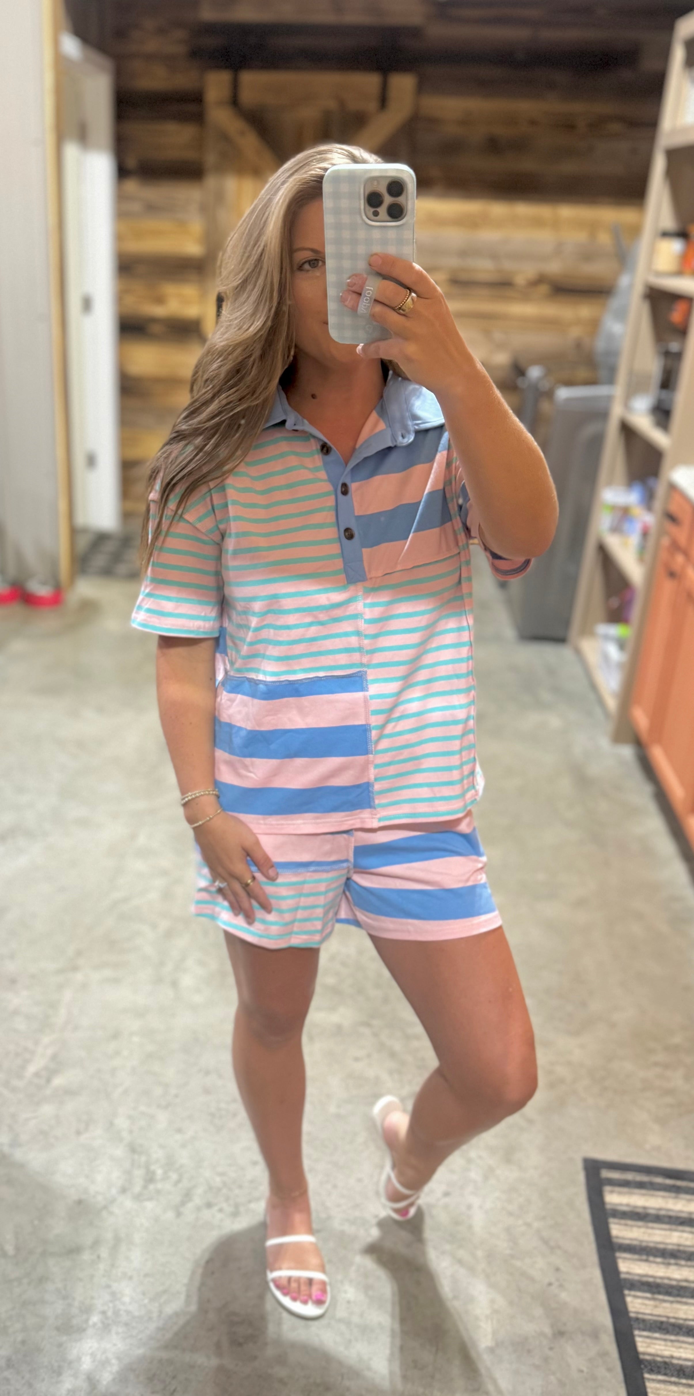 Pink/Blue/Turq Striped Set