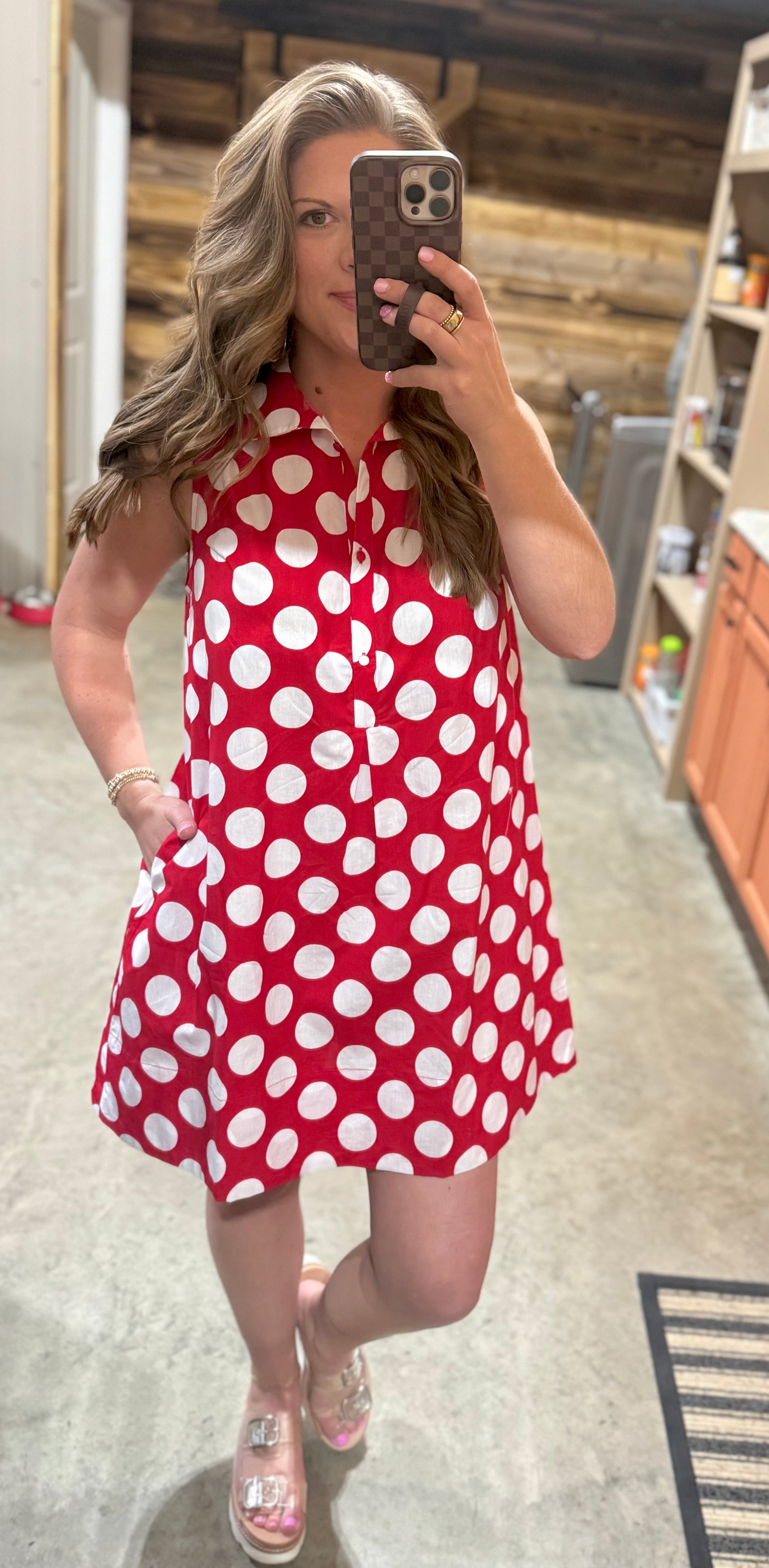 Red/White Polka Dot Mini Dress
