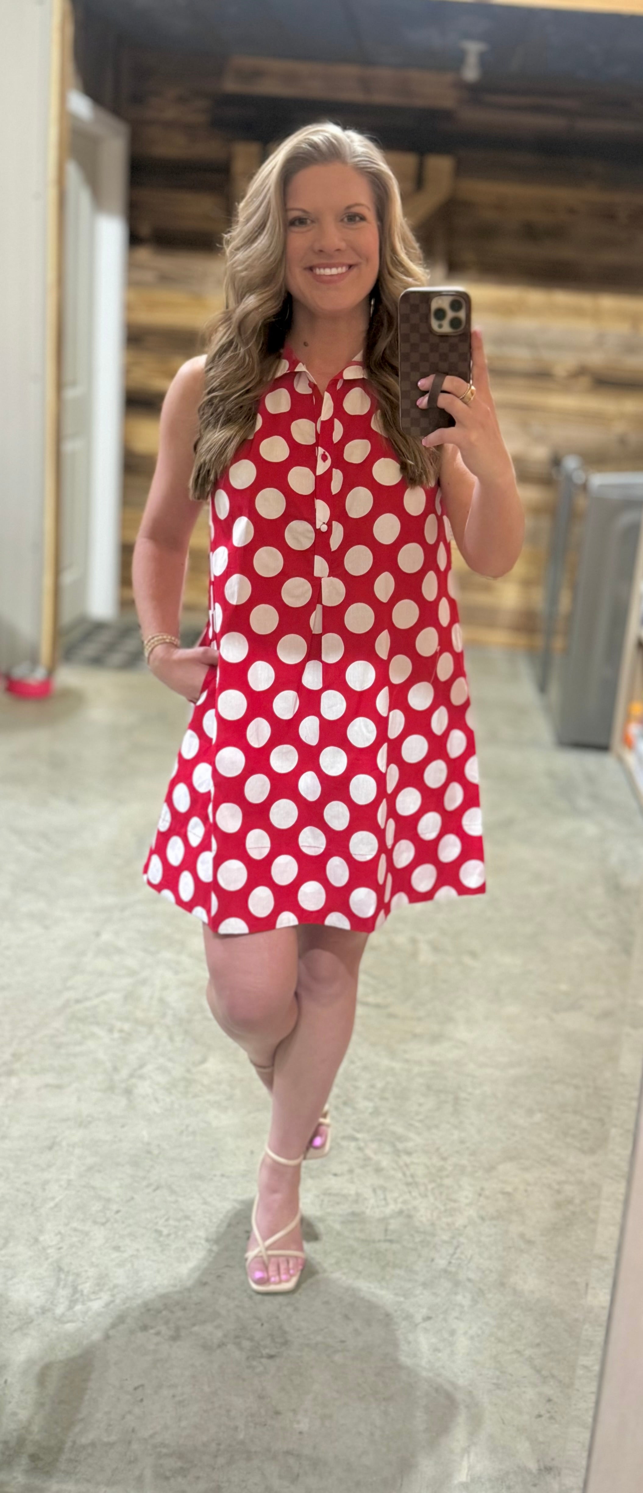 Red/White Polka Dot Mini Dress