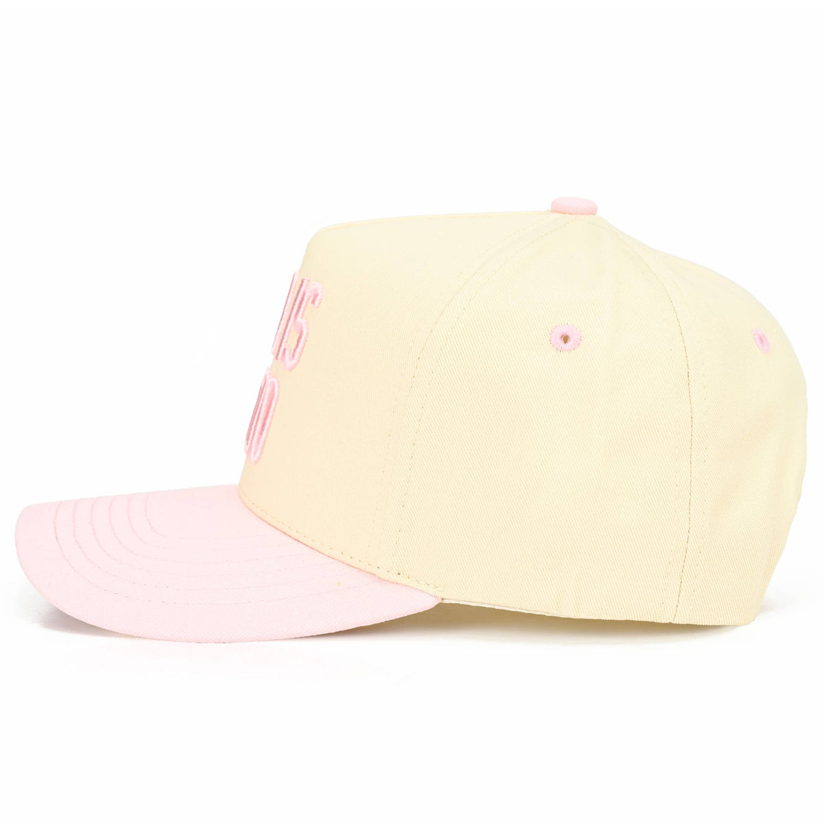 C.C GOD IS GOOD Embroidered Letter Two Tone Trucker Hat: Light Pink