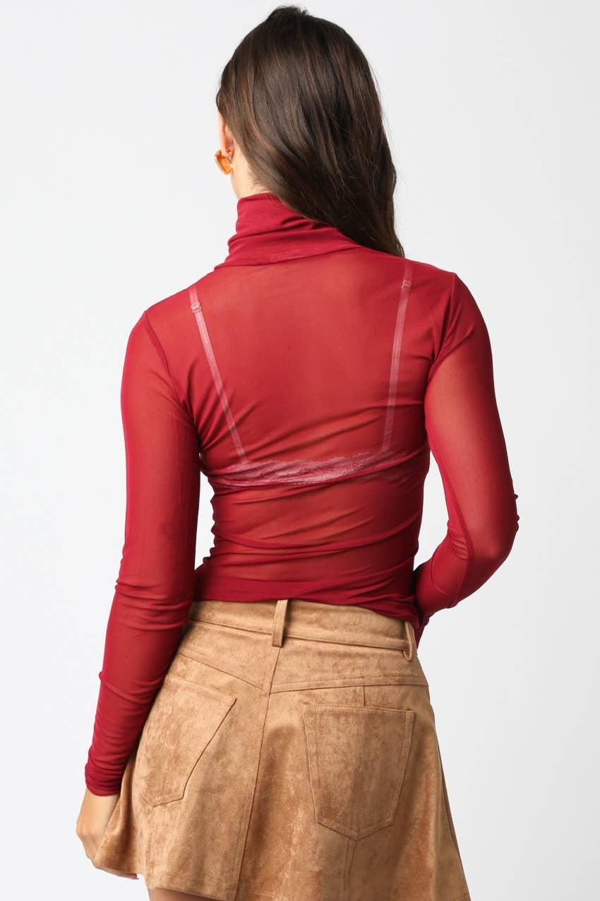 Burgundy Mesh Top
