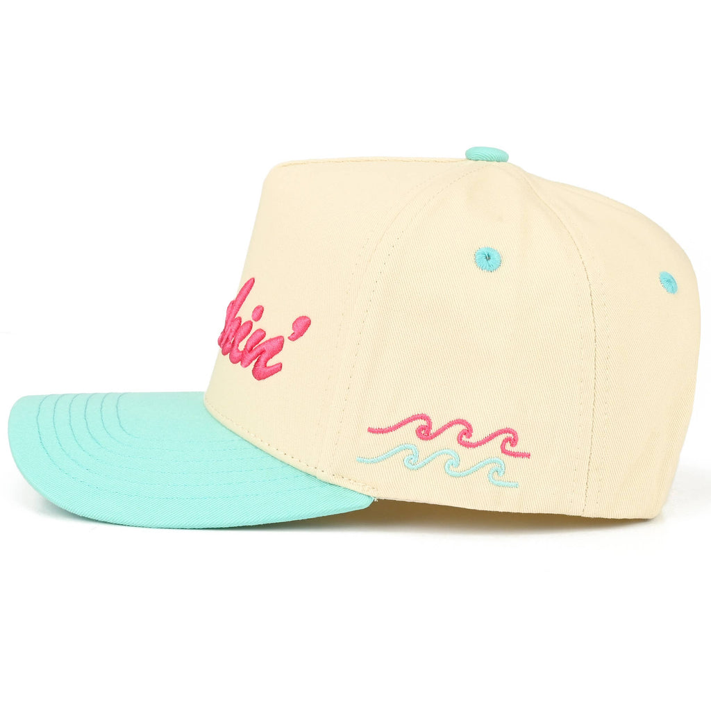 C.C BEACHIN' Letter Embroidered on Two Tone Trucker Hat: Mint