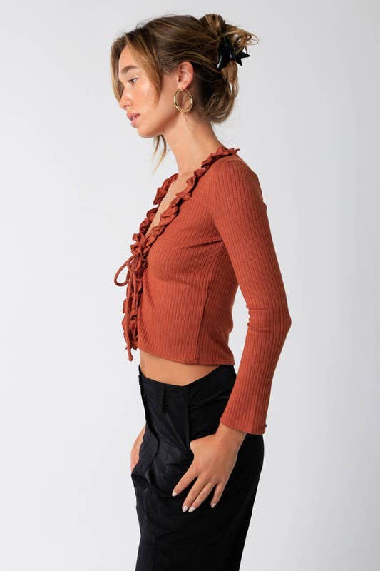 Cameron Cardi Top: Caramel Cafe / M