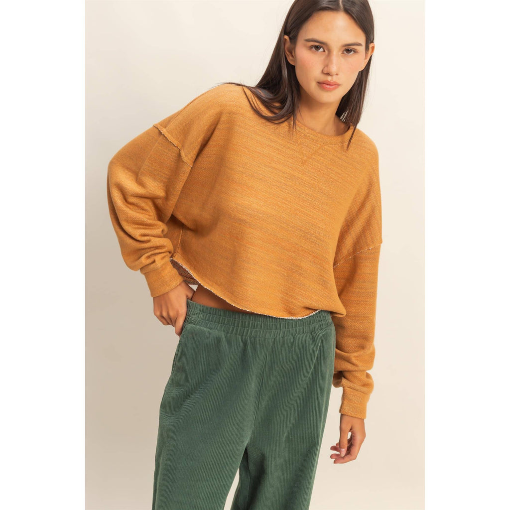 Drop-Shoulder Brown Sugar Top