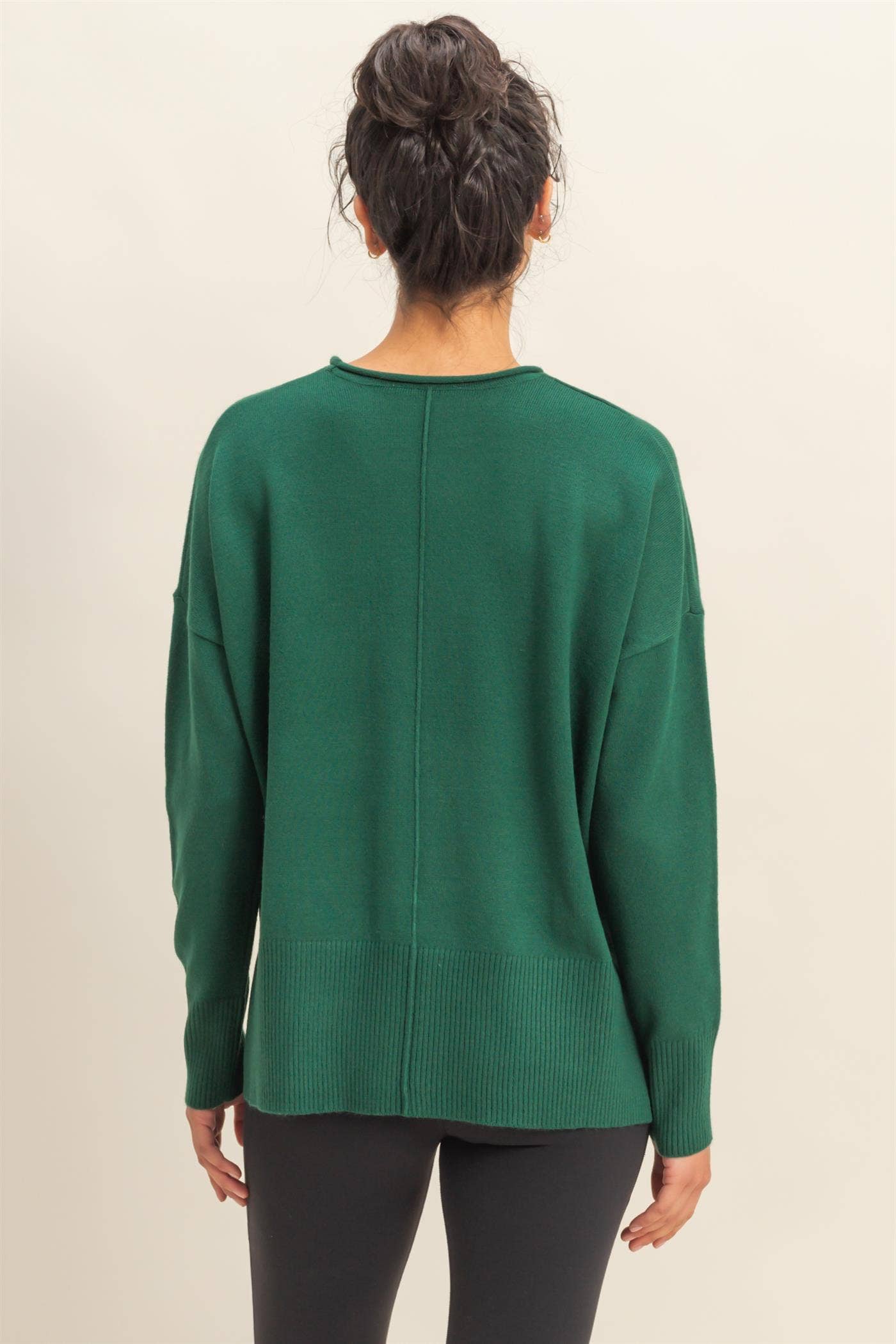 Dark Green Exposed Seam Sweater